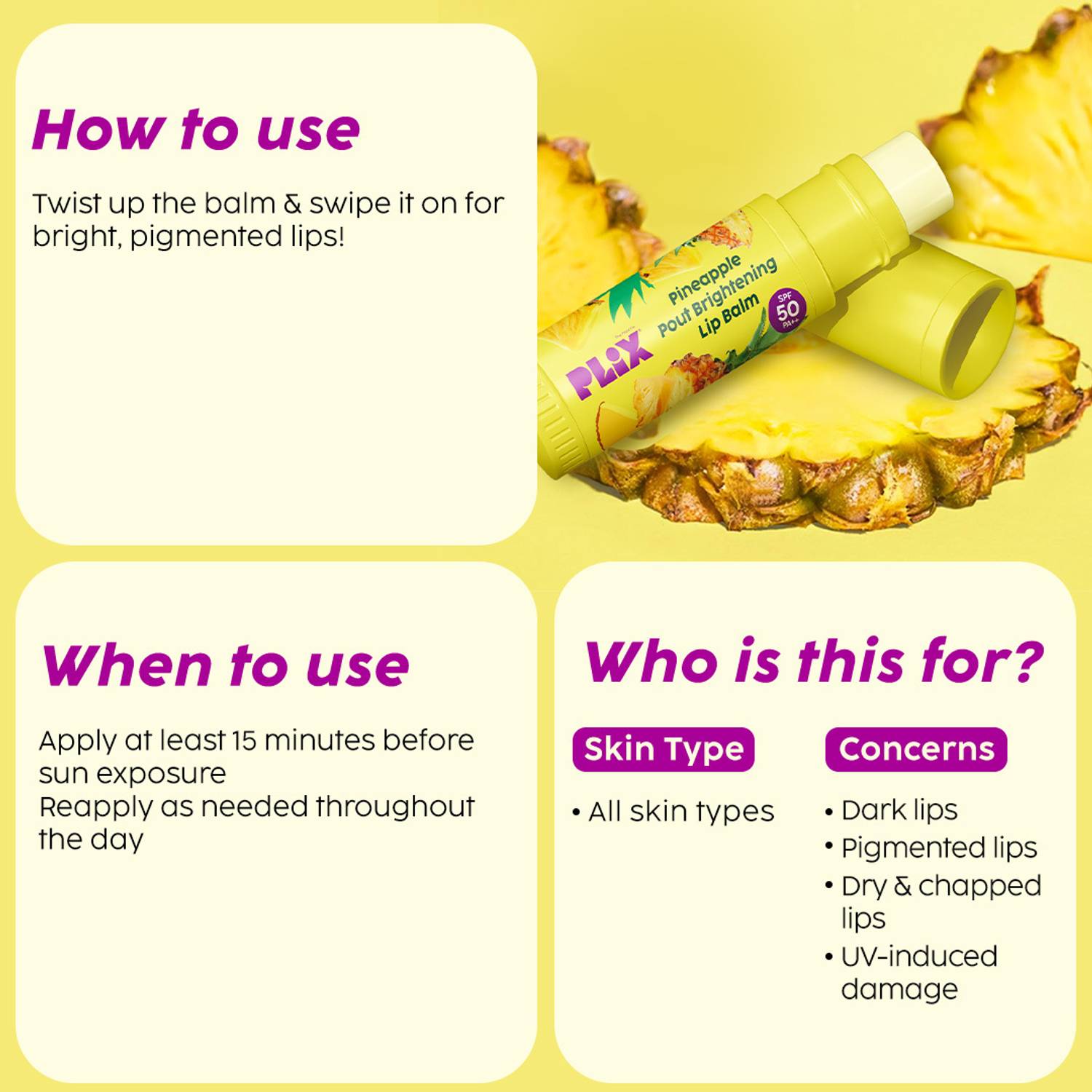 The Plant Fix Plix Pineapple Brightening Lip Balm SPF 50 - Image 5