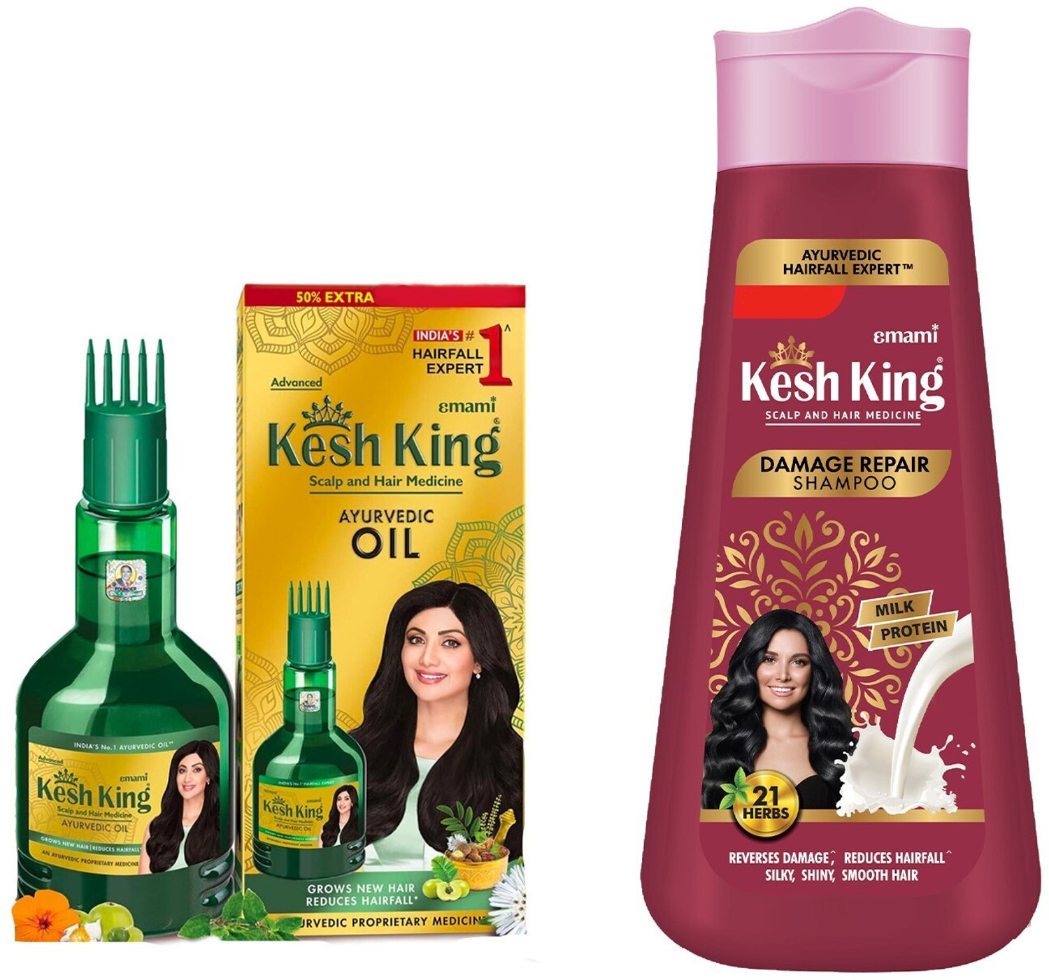 Image of Kesh King Ayurvedic Oil 300ml + Damage Repair Shampoo 340ml