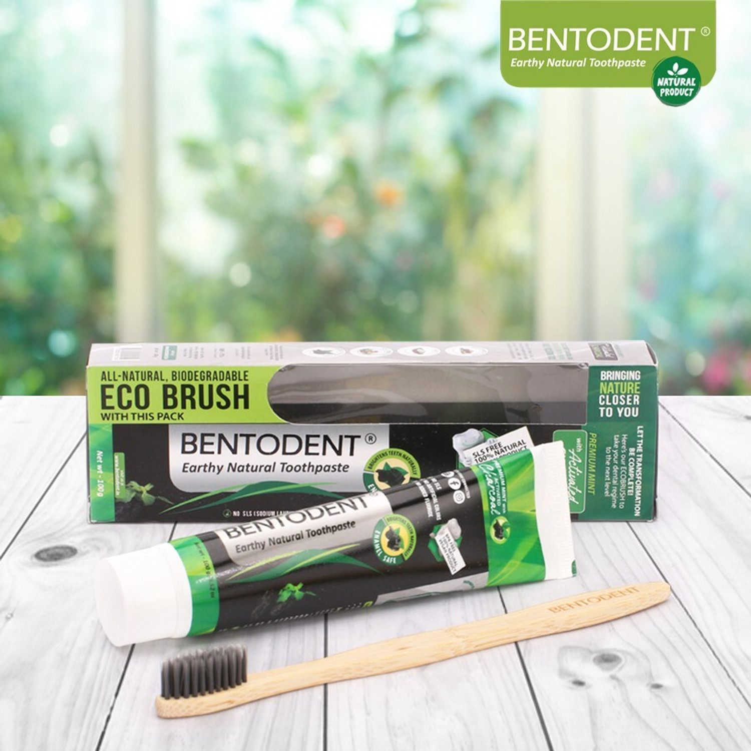 Image of bentodent Activated Charcoal Toothpaste with a Soft Charcoal Bamboo Toothbrush