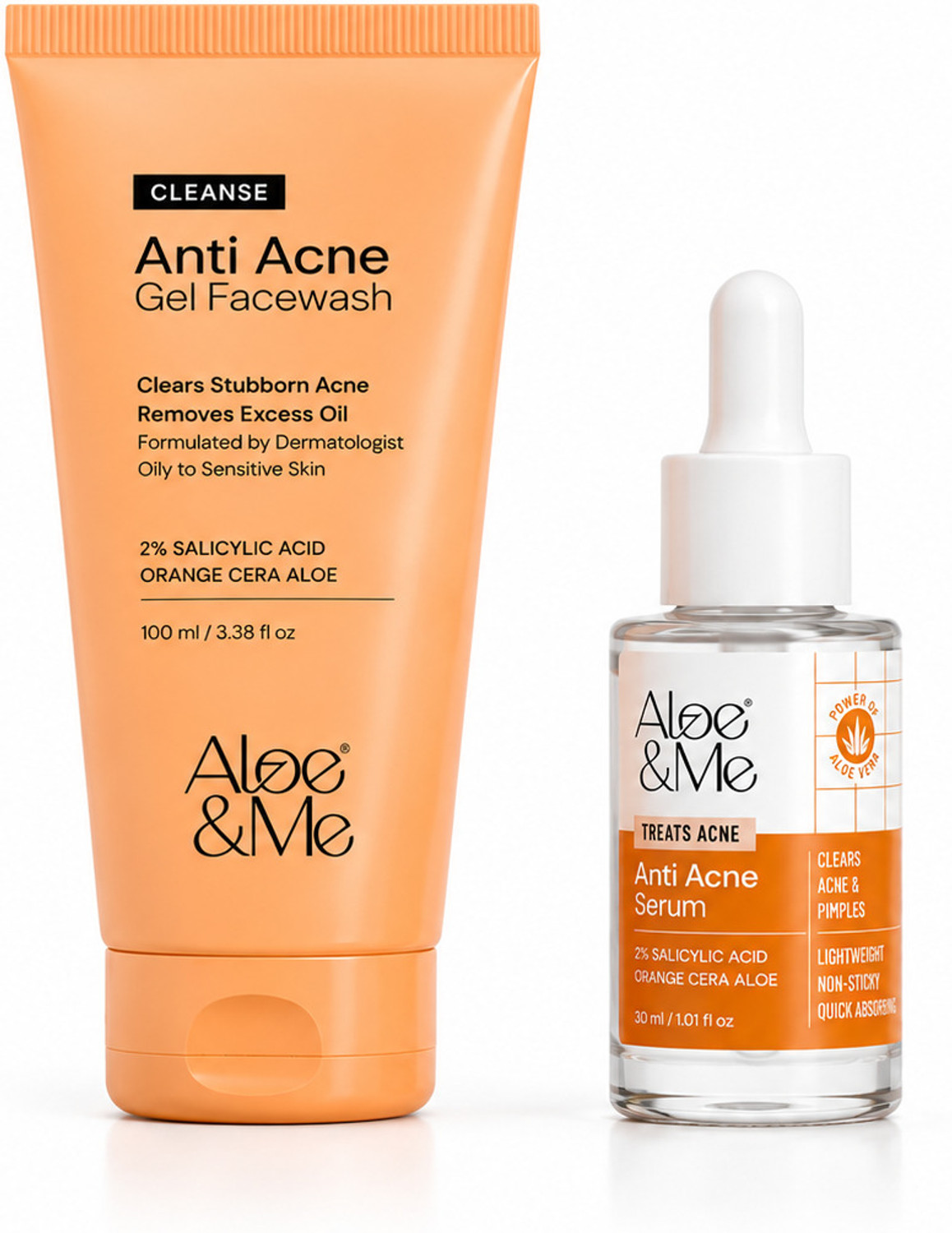 Image of aloe&me Acne Control Power Duo - Face wash & Serum