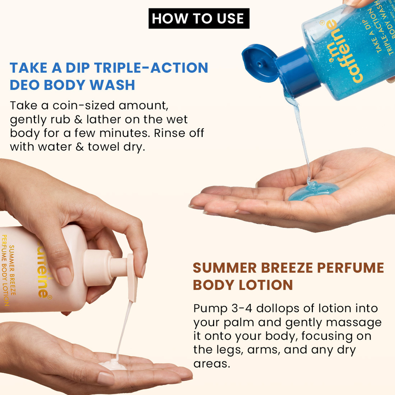 Image of mCaffeine Summer Freshness Duo | 3-in-1 Perfume Body Wash | 2-in-1 Perfume Body Lotion (2 Items in the set)