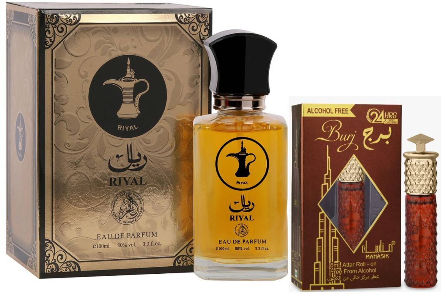 AL FAKHR RIYAL PERFUMES 100ML & BURJ ATTAR 6ML
