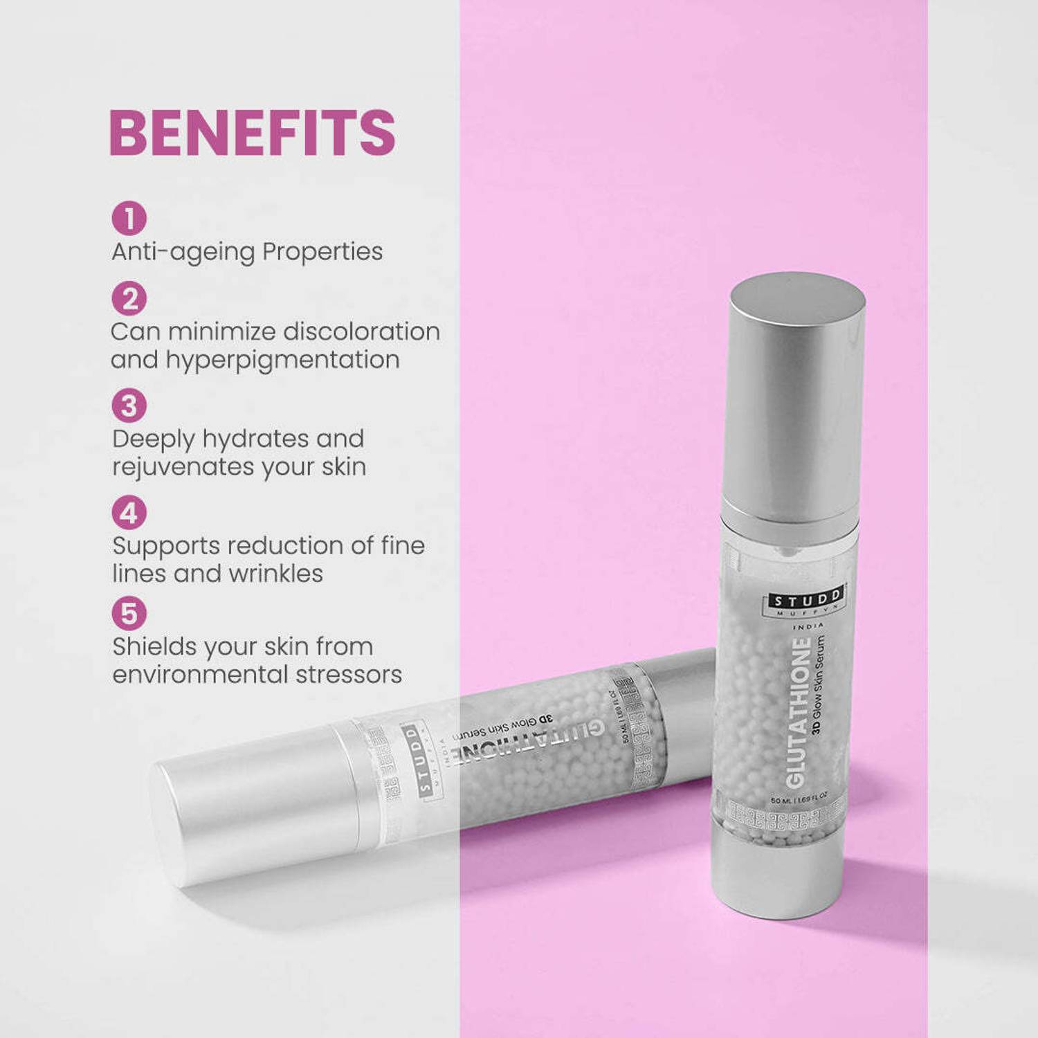 Studd Muffyn Time Reversal Combo- (Botox Cream & Glutathione 3D Glow Skin  Serum) Price in India
