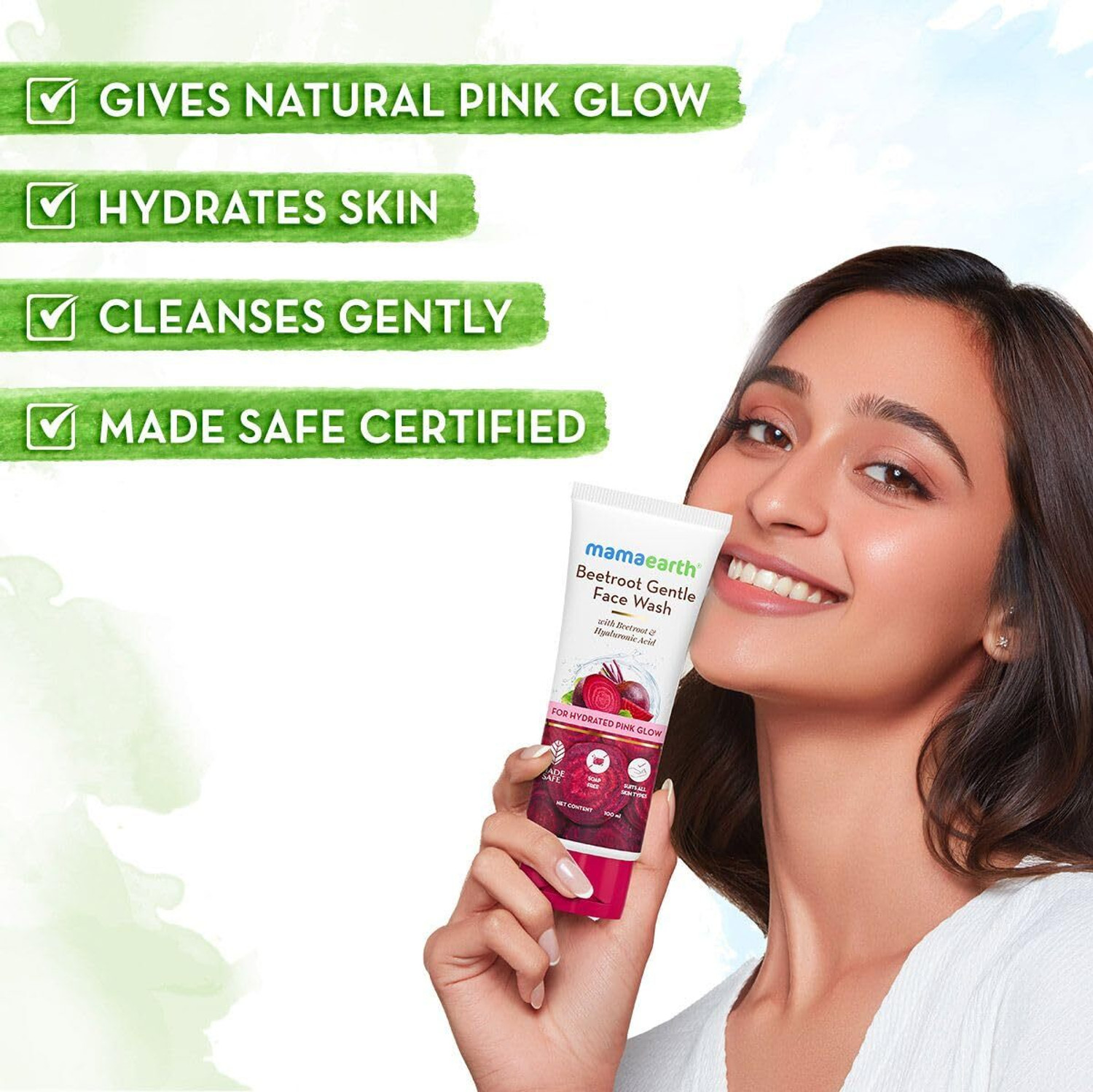 Image of Mamaearth Beetroot Natural Pink Glow Combo | Beetroot Gentle Face Wash (100ml) And Beetroot Hydraful Moisturizer (50ml) | Combo Pack