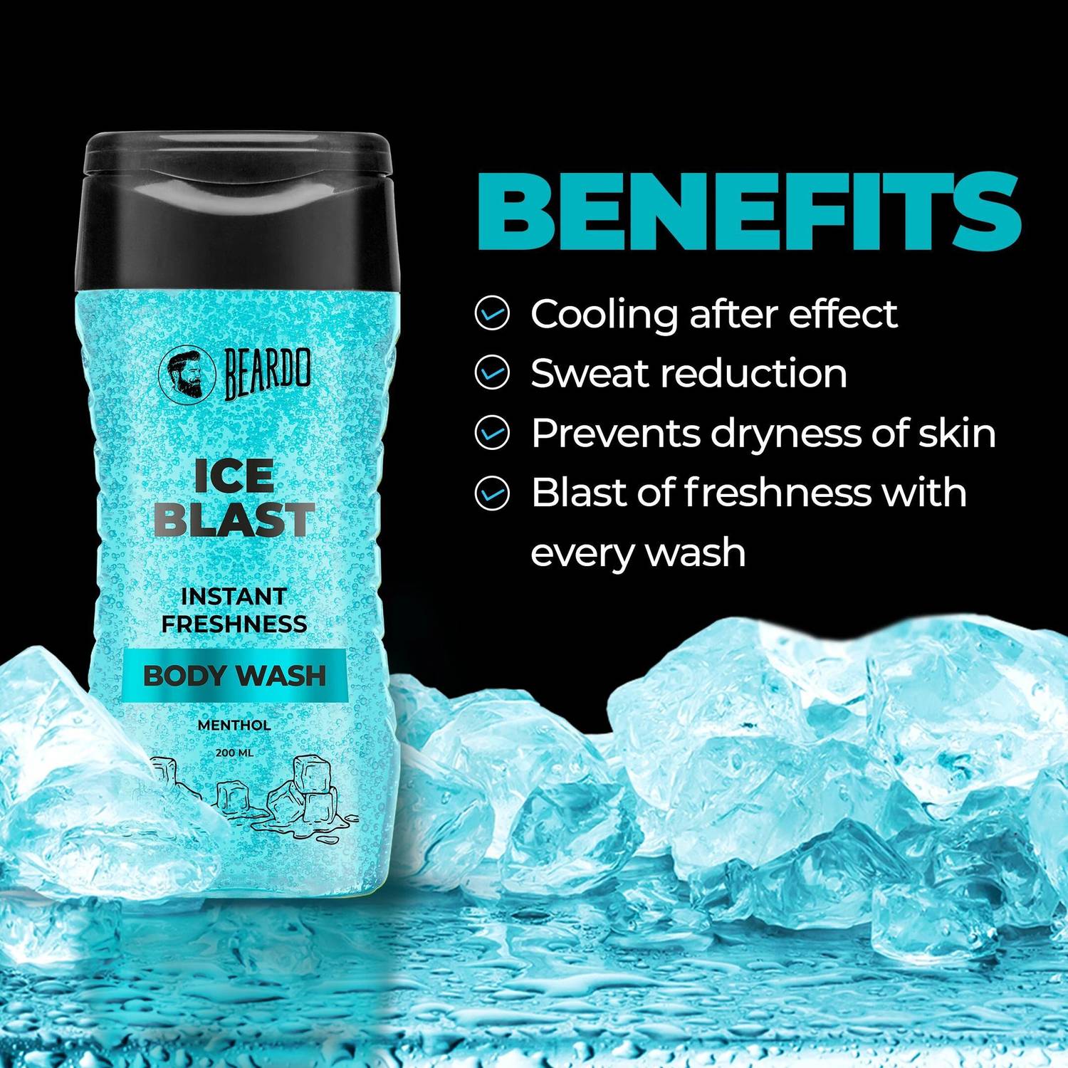 BEARDO Ice Blast & B-Acne Clear Body Wash 200 ml Each - Image 5