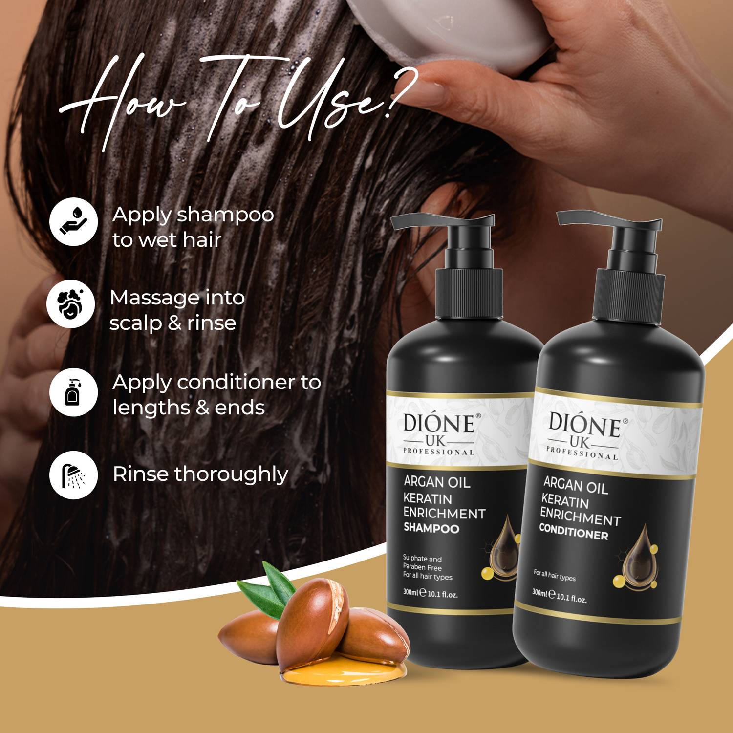 Dione Keratin De Luxe Shampoo + Conditioner - Image 4