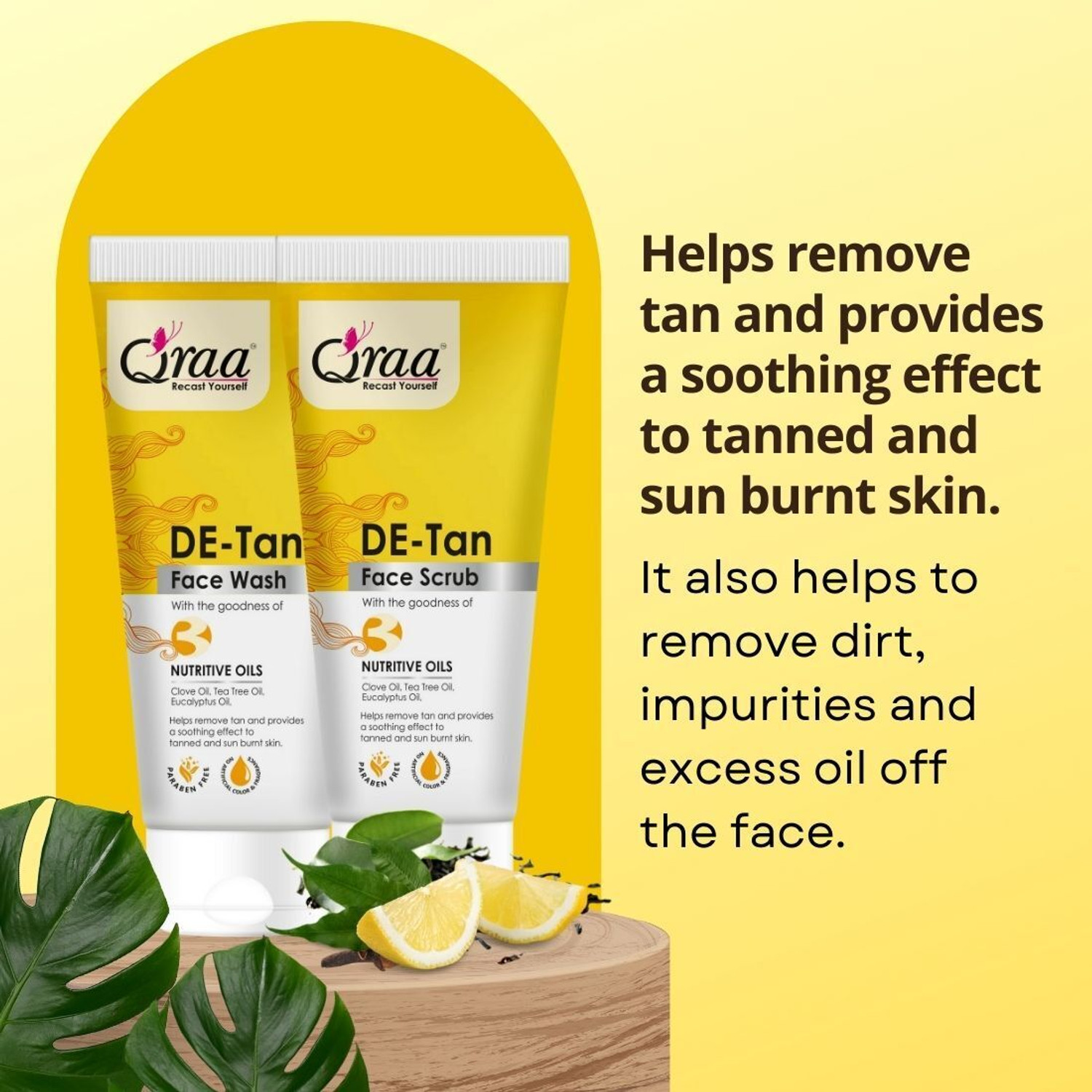 Image of Qraa De Tan Combo Pack | Scrub 100gm, Face Wash 100gm |Helps In Tan Removal & Dirt| (200gm)