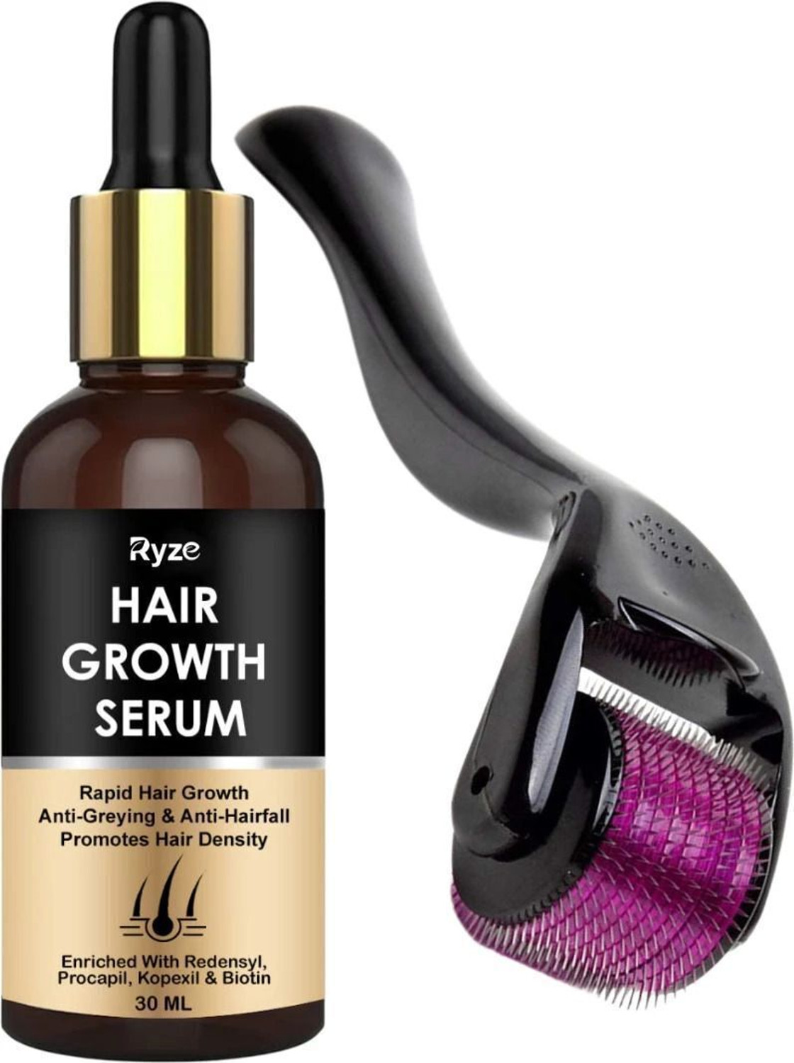 Image of Ryze Advanced Serum - Redensyl, Anagain, Biotin for Hair Growth with derma roller