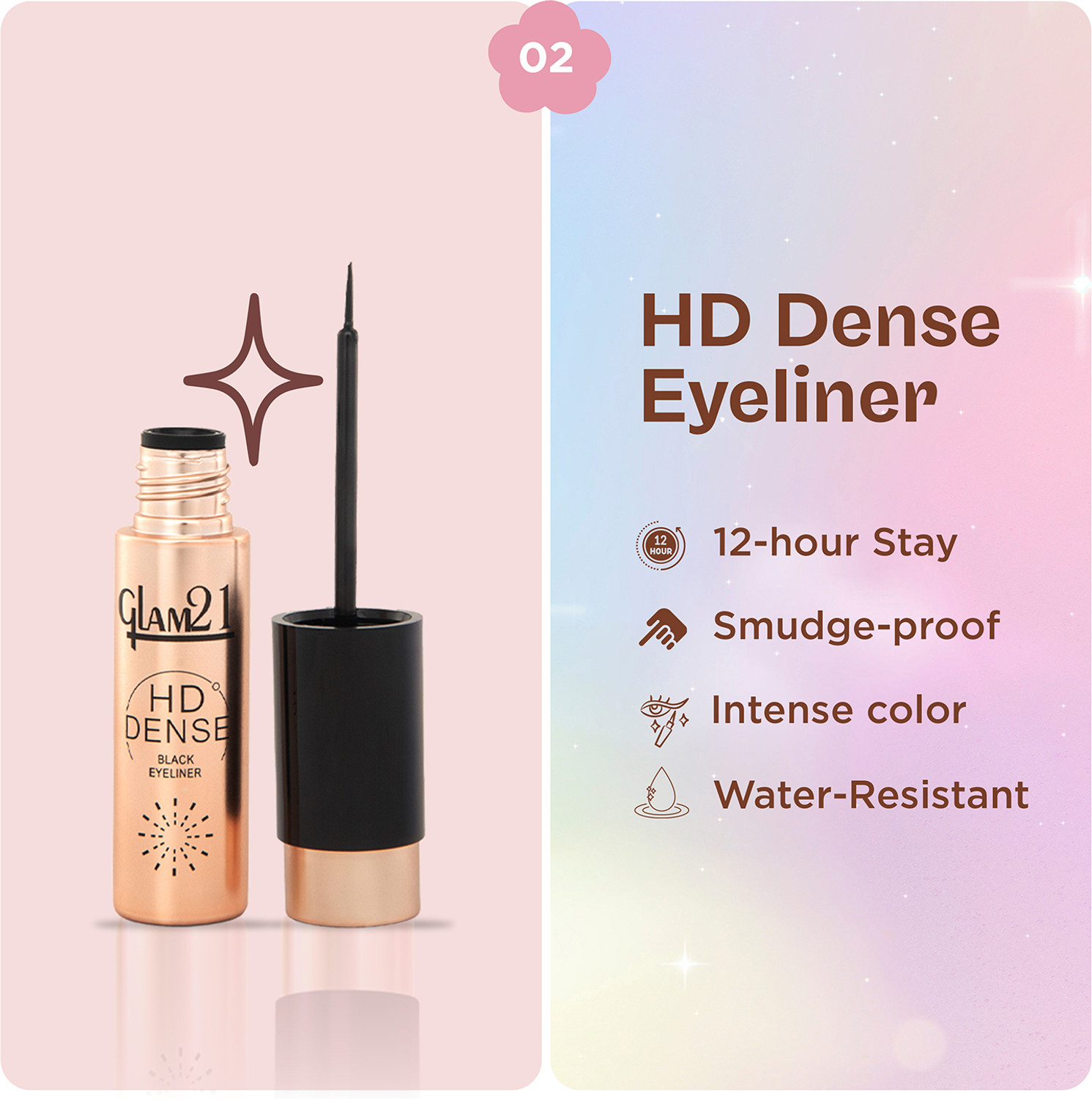 Image of Glam21 HD Dense Mascara + Black Eyeliner Combo Pack Smudge & Waterproof Stay Upto 12Hrs