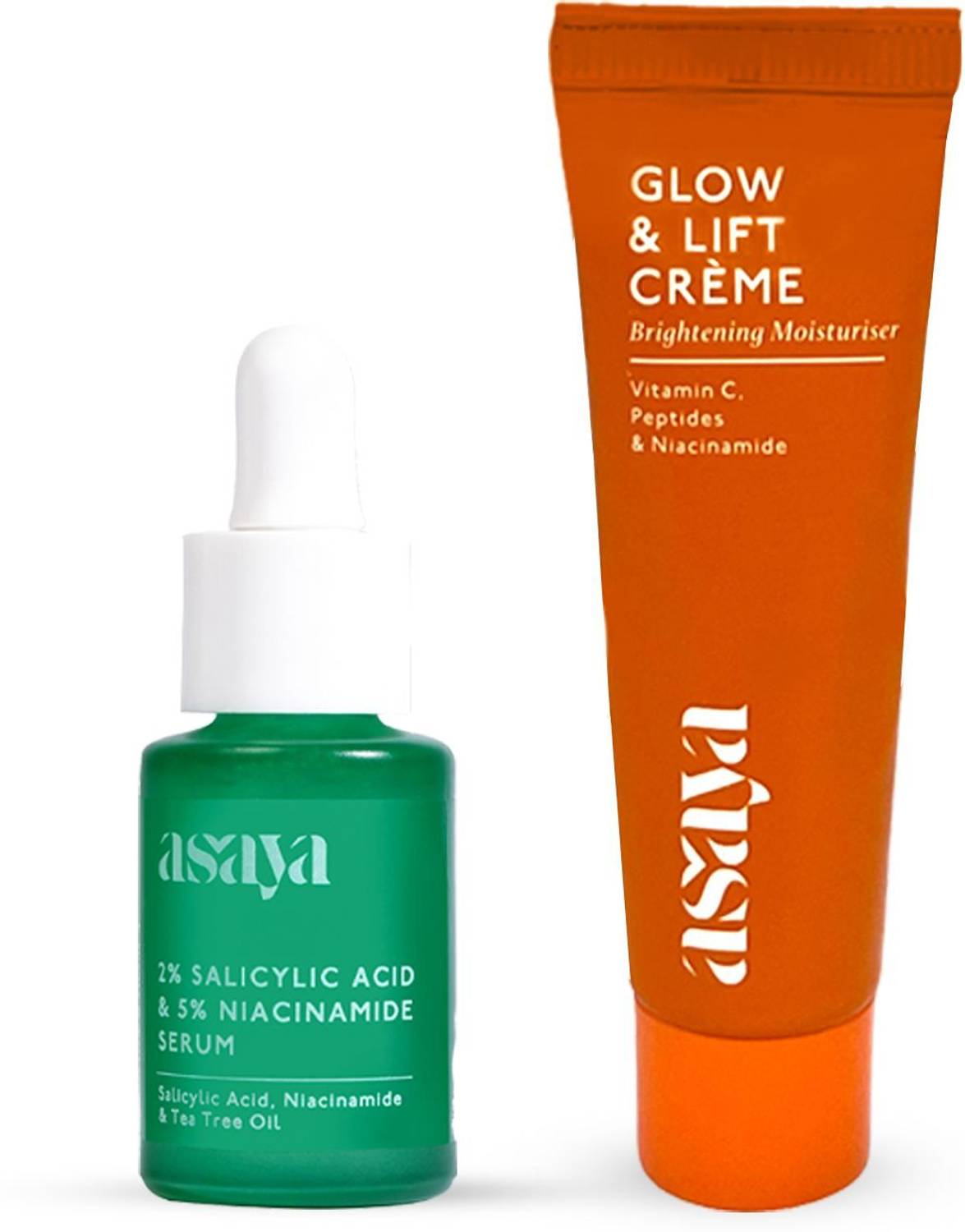 asaya 2% Salicylic Acid Face Serum & Vitamin C Moisturizer Combo Skin Care Kit