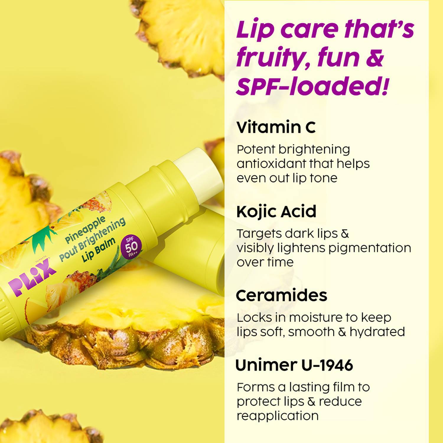 The Plant Fix Plix Pineapple Brightening Lip Balm SPF 50 - Image 3