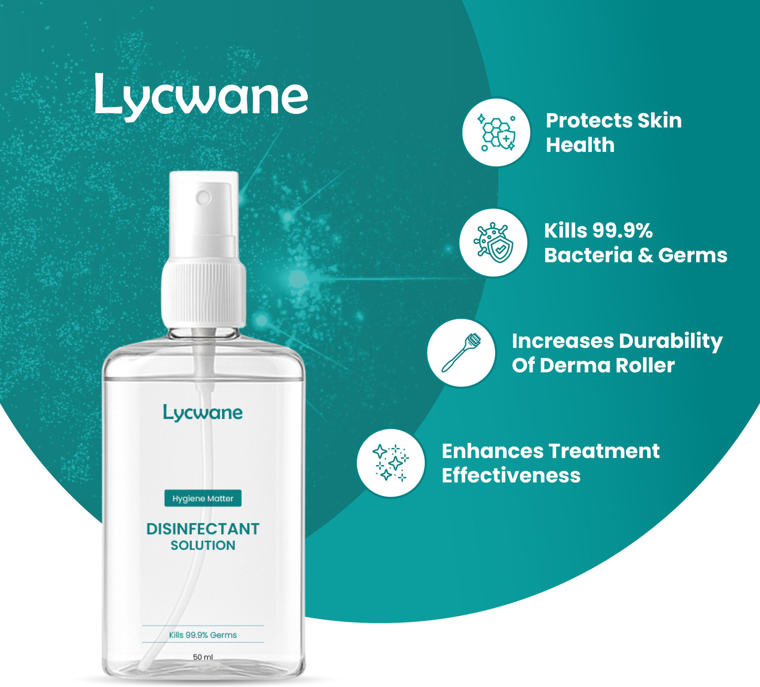 Image of LYCWANE Derma Roller with Disinfectant | With 540 Titanium Alloy Needles | Promotes Beard | Hair Growth