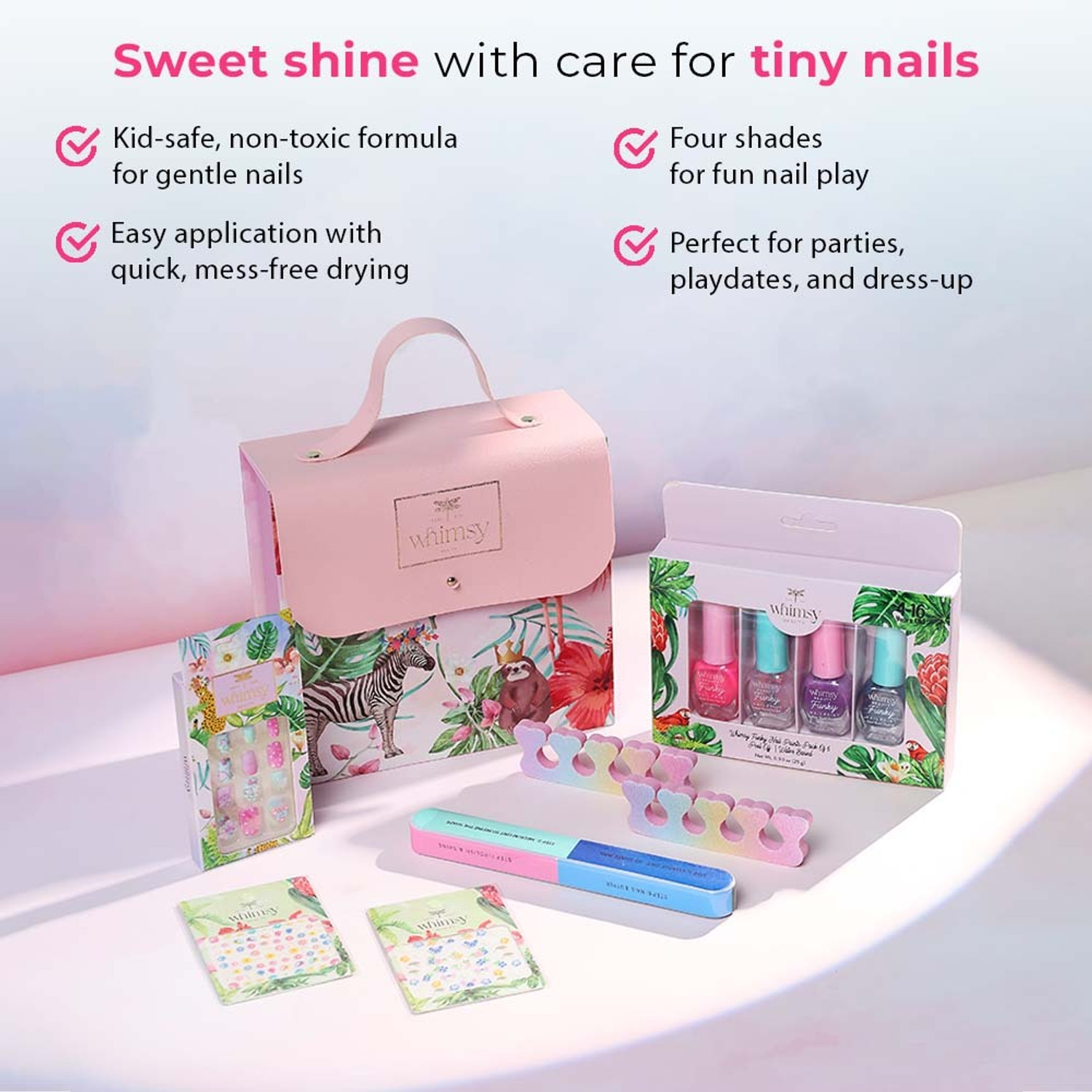 Image of Whimsy Beauty Sweet Shine Nail Kit for Kids & Pre-Teens | Kids Nail Colours with Nourishing Oils