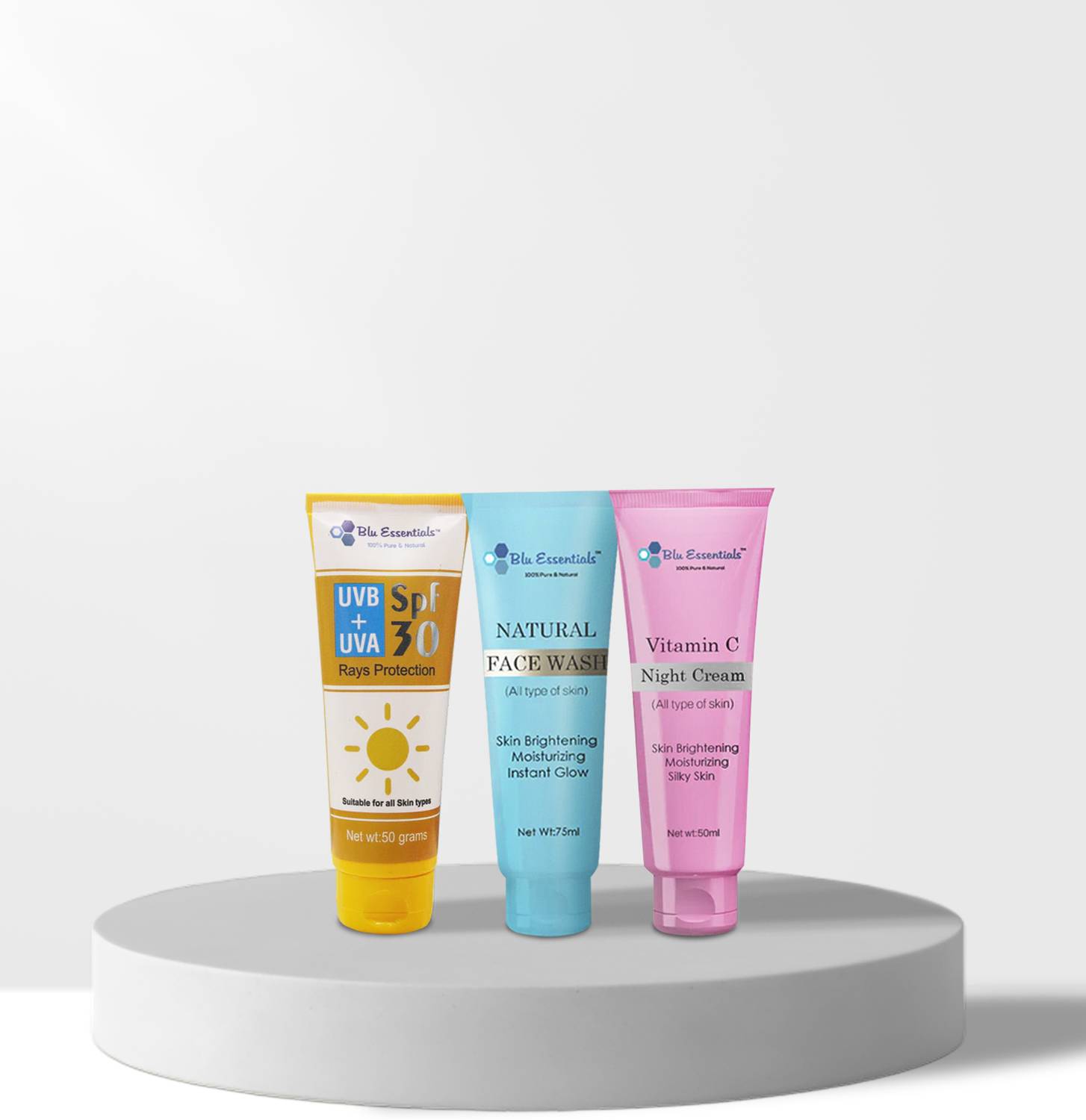 Blu Essentials Dark Spot Removal & Anti-Ageing Cream for Women and Men | Night Cream, Face Wash, and SPF 30
