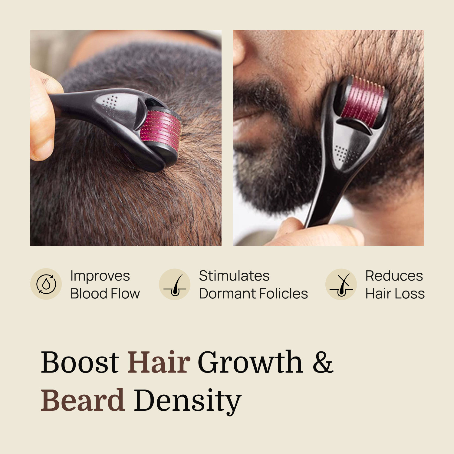 Image of Formen Derma Roller for Hair & Beard Growth 0.5mm | 540 Stainless Steel Needles for Hair Regrowth