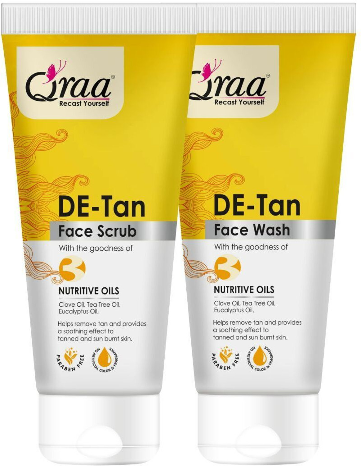 Image of Qraa De Tan Combo Pack | Scrub 100gm, Face Wash 100gm |Helps In Tan Removal & Dirt| (200gm)