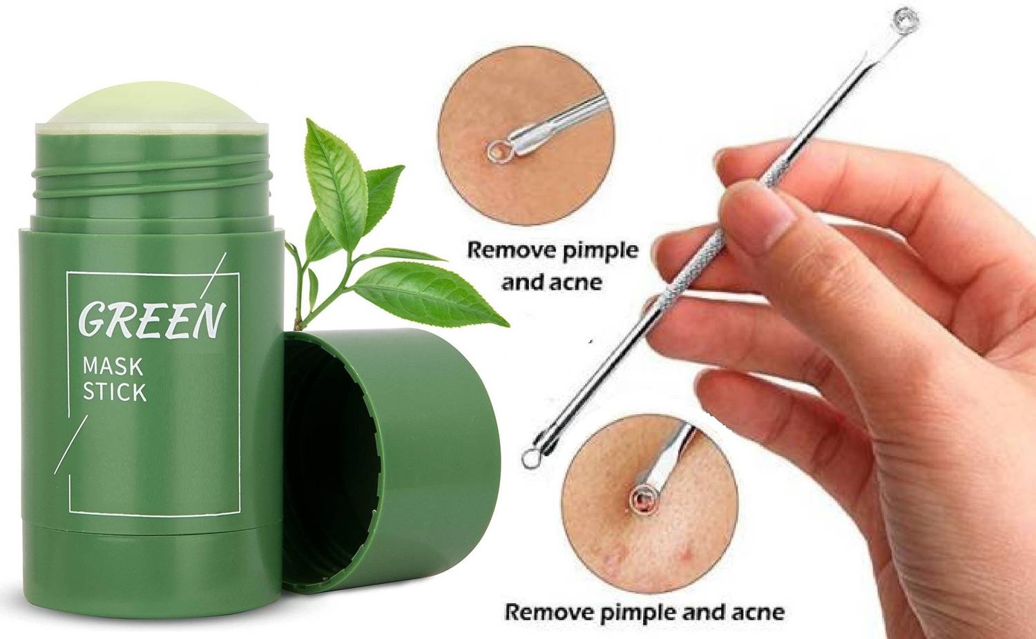 ADJD Blackhead & Whitehead Remover Needle With Green Tea Stick Mask For All Skin Types Men Women