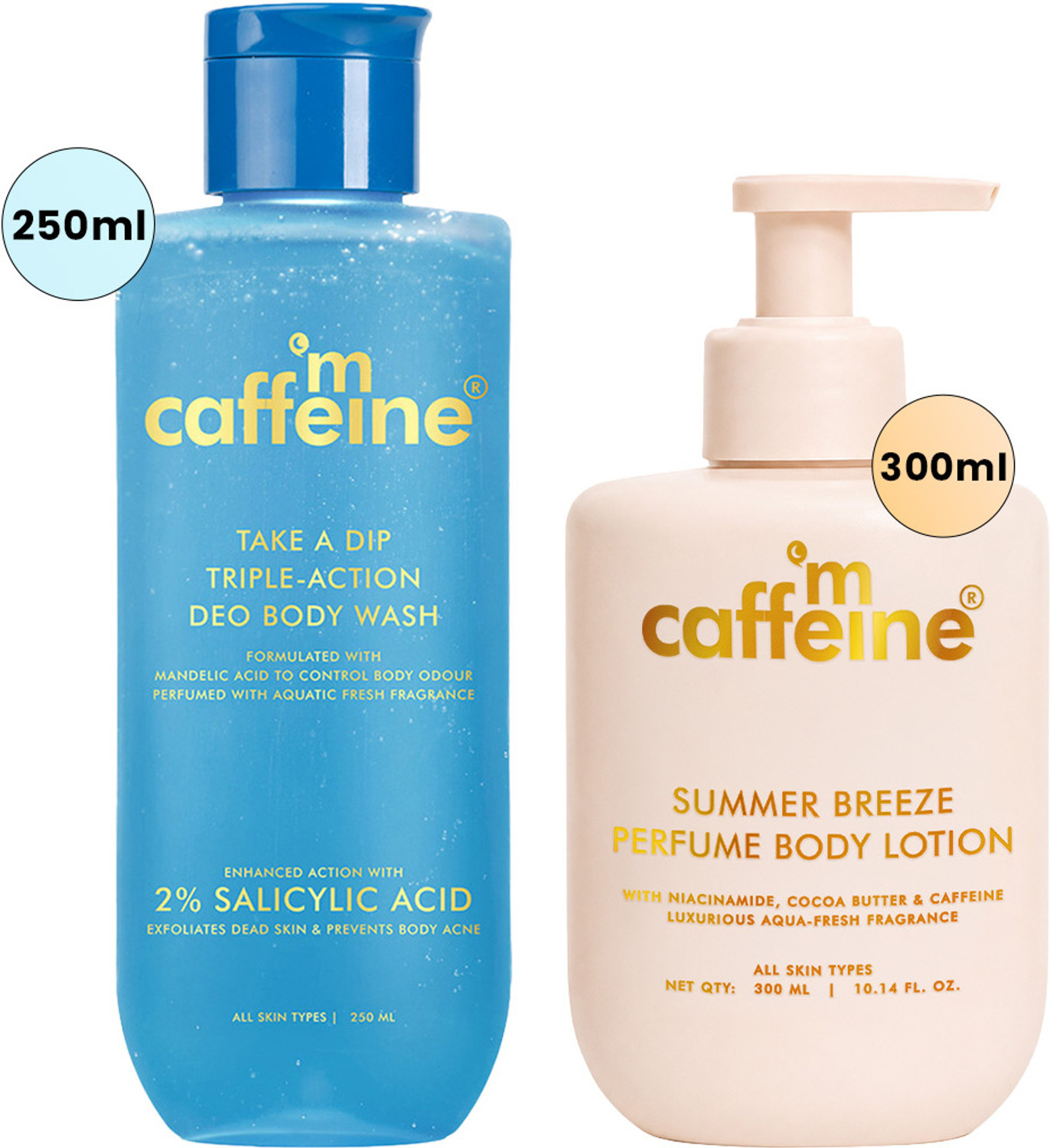 Image of mCaffeine Summer Freshness Duo | 3-in-1 Perfume Body Wash | 2-in-1 Perfume Body Lotion (2 Items in the set)