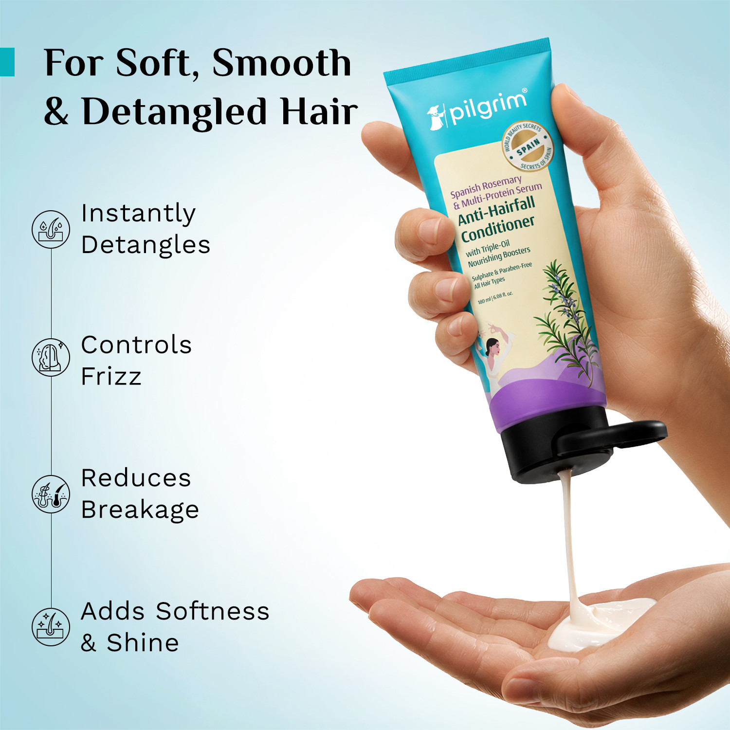 Image of Pilgrim Spanish Rosemary Shampoo 200ml + Biotin Conditioner 200ml + Hair Growth Oil 100ml + Rosemary Water 100ml | Anti-Hairfall Kit
