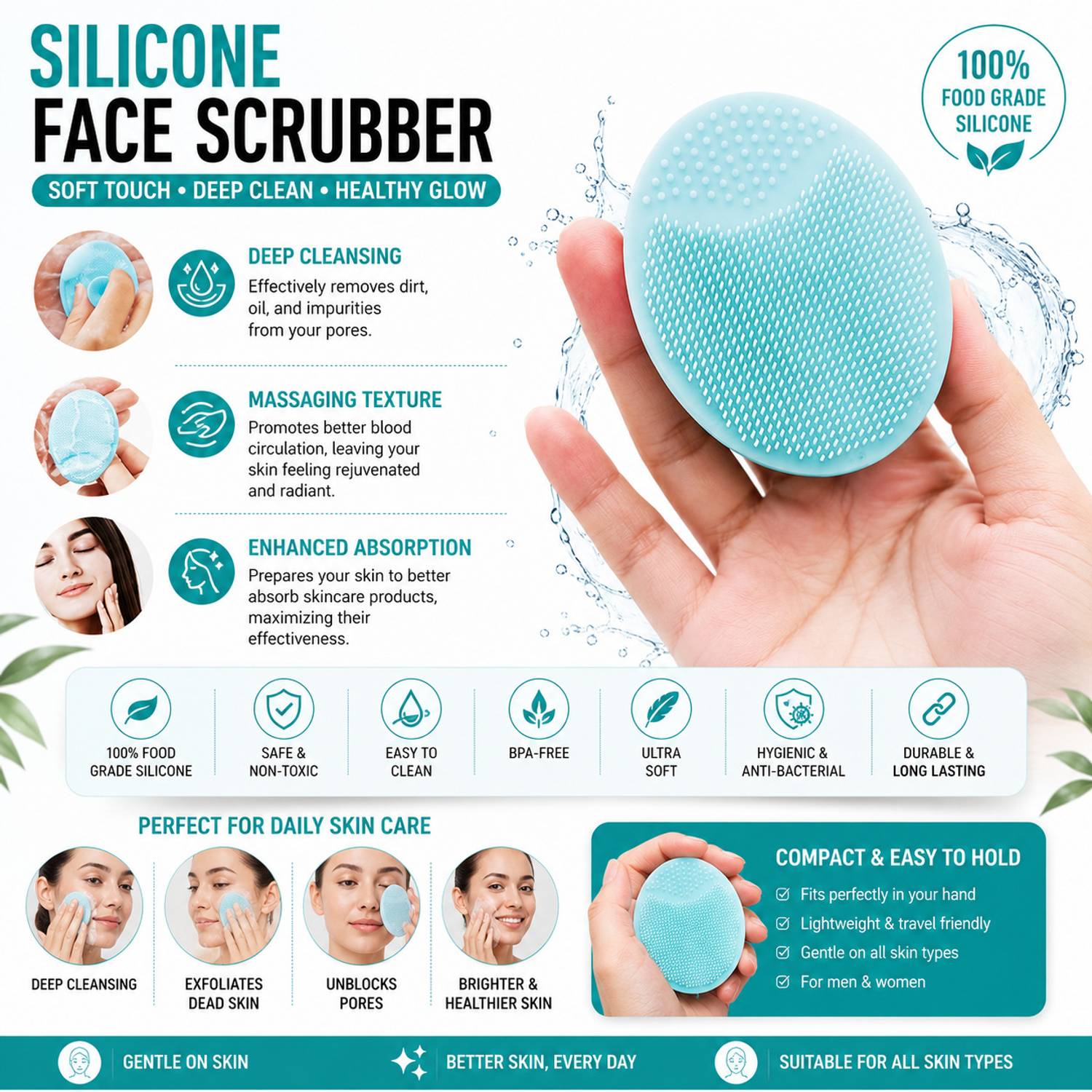 Famire Silicone Bath Brush + Scrubber + Massager - Image 5