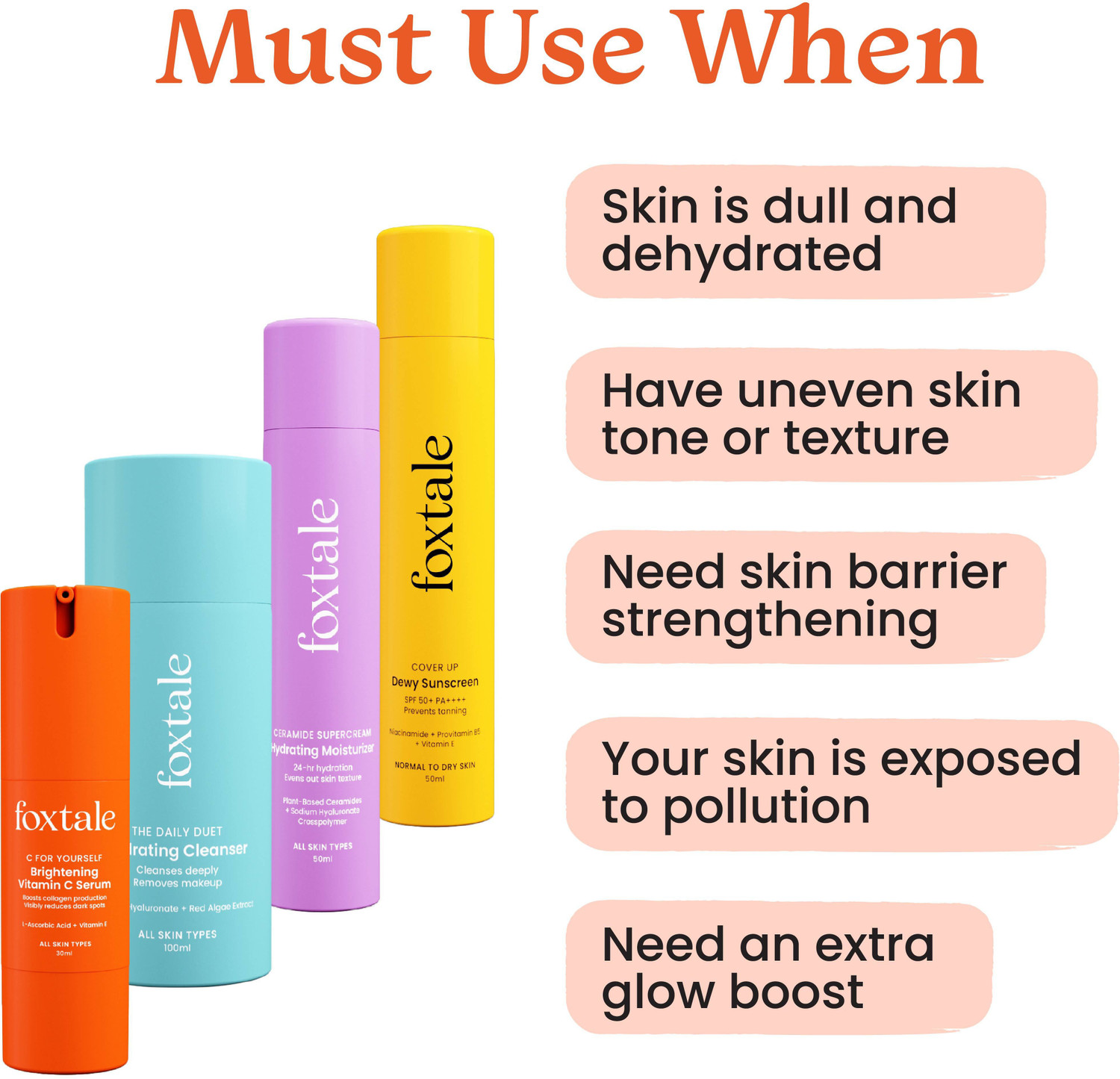 Image of Foxtale Daily Skin Kit |Face wash + Moisturizer + Vitamin C Serum + SPF Glow Sunscreen