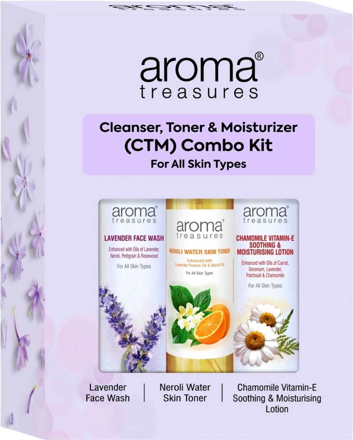 AROMA TREASURES CTM Combo Skin Care Kit for Clean, Hydrated & Refreshed Skin, 99% Ingredients of Natural Origin
