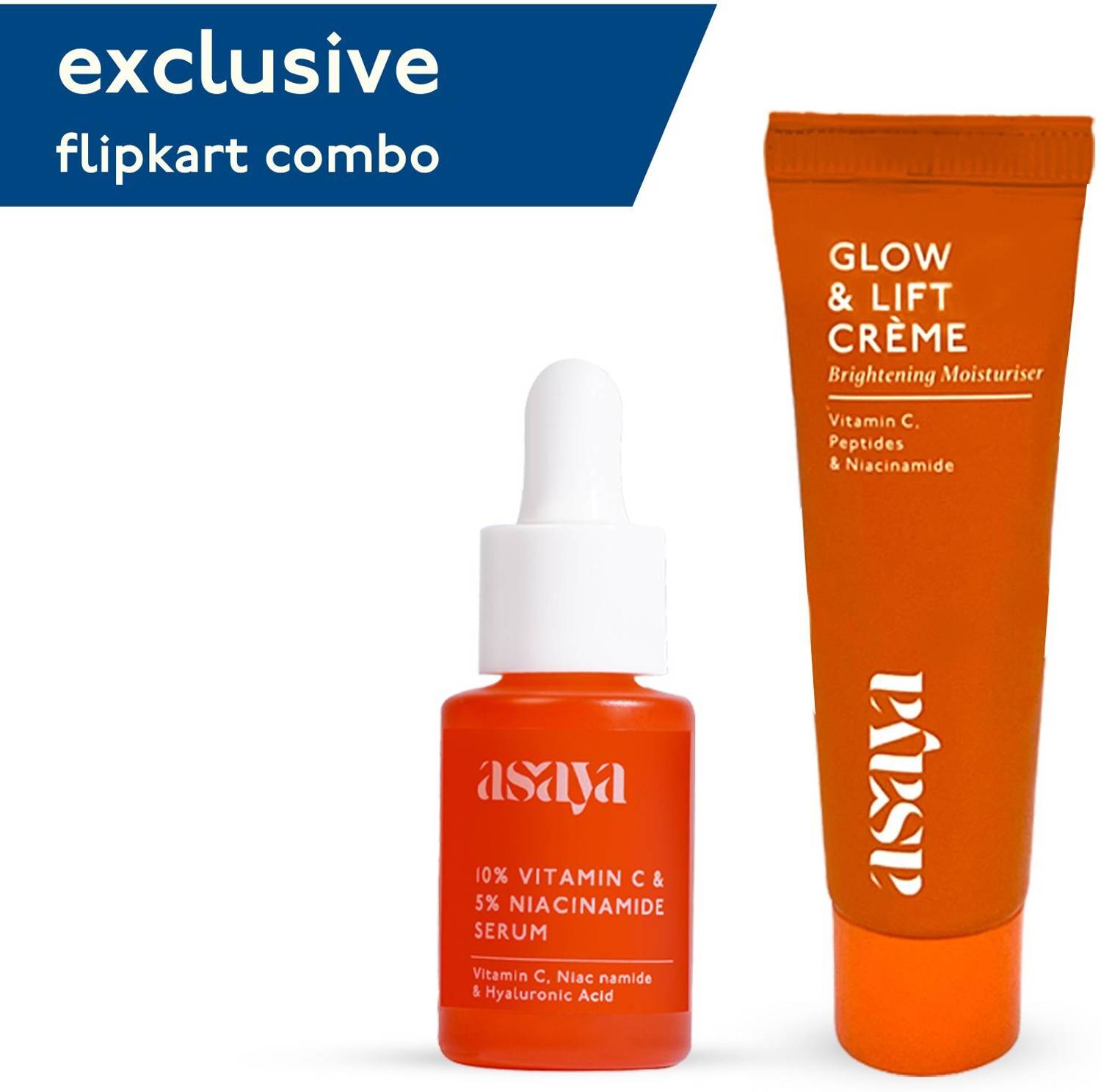 asaya 10% Vitamin C Face Serum & Glow Lift Vitamin C Cream, Combo Skin Care Kit
