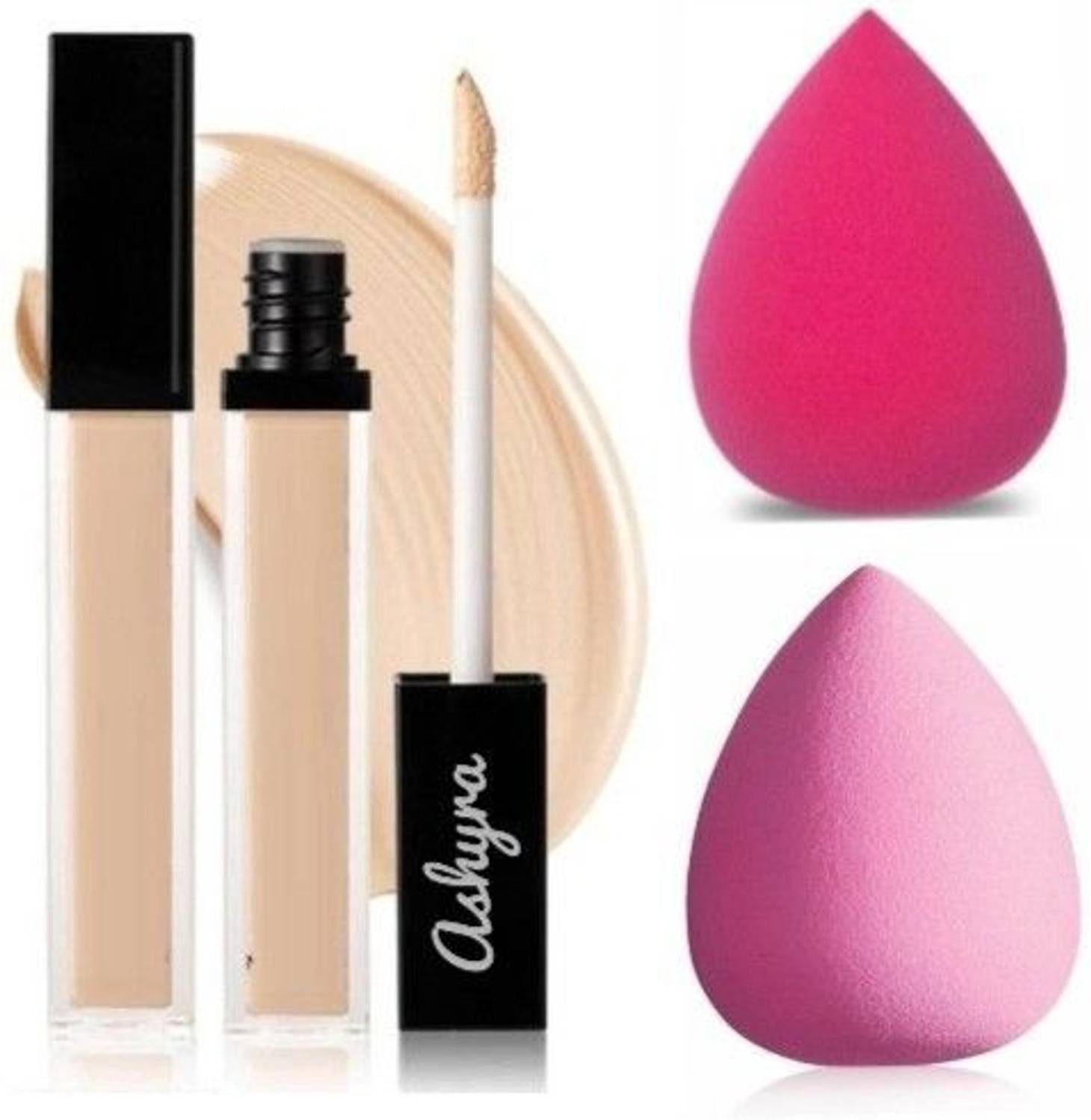 Ashyra Full Coverage Liquid Concealer, Matte & Poreless + Beauty Blender Set Makeup Sponge Blending Face Makeup