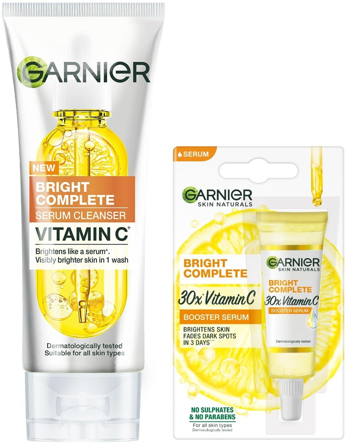 Image of Garnier Men Vitamin C Serum 7ml + Foaming Cleanser 100ml for Glowing Skin & Spot Fix (2 Items in the set)