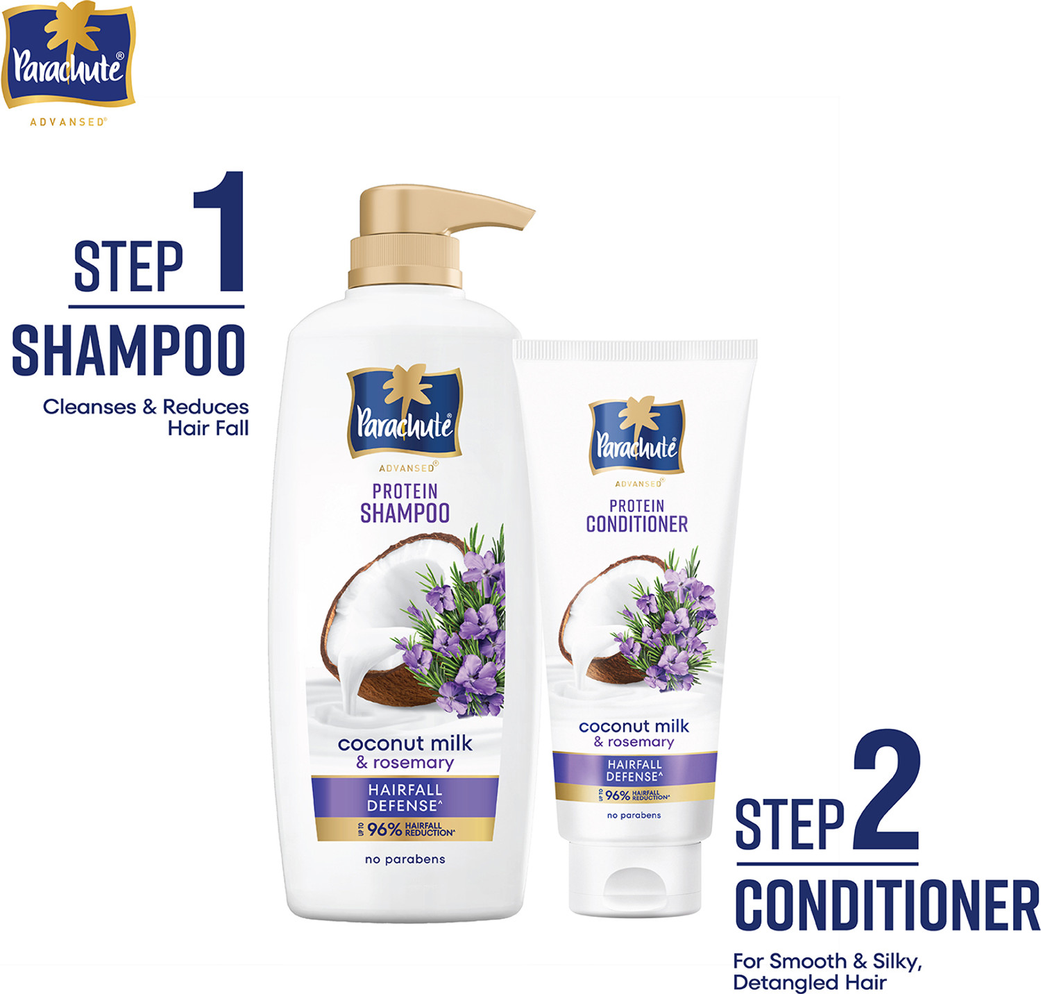 Image of Parachute Advansed Protein Shampoo + Conditioner Combo |Coconut Milk & Rosemary |Hair-Fall Defense