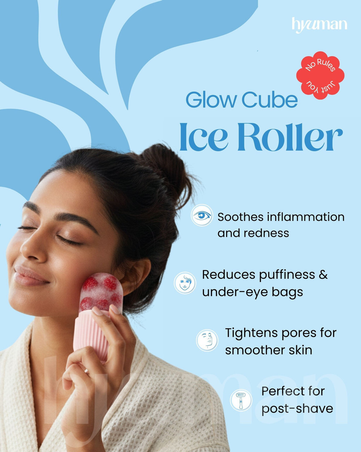 Image of Hyuman Combo Face Razor & Ice Roller, 2 Razor + 1 Ice Roller For Glowing and Clear Skin