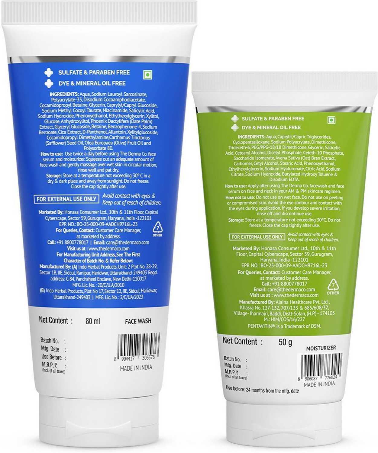 Image of The Derma Co Sali-Cinamide Anti-Acne Face Wash & 1% Salicylic Acid Oil-Free Face Moisturizer