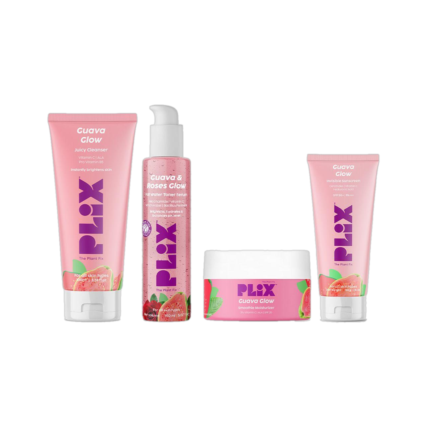 The Plix Hydrating Cleanser, Toner Serum, Smoothie Moisturizer,