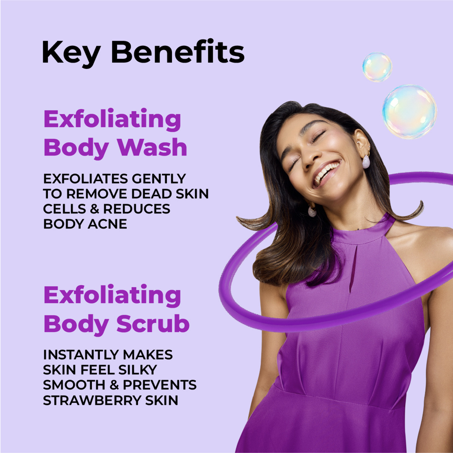 Image of Foxtale Hula Hoop Exfoliating Body Wash + Exfoliating Body Scrub, For Smooth Skin