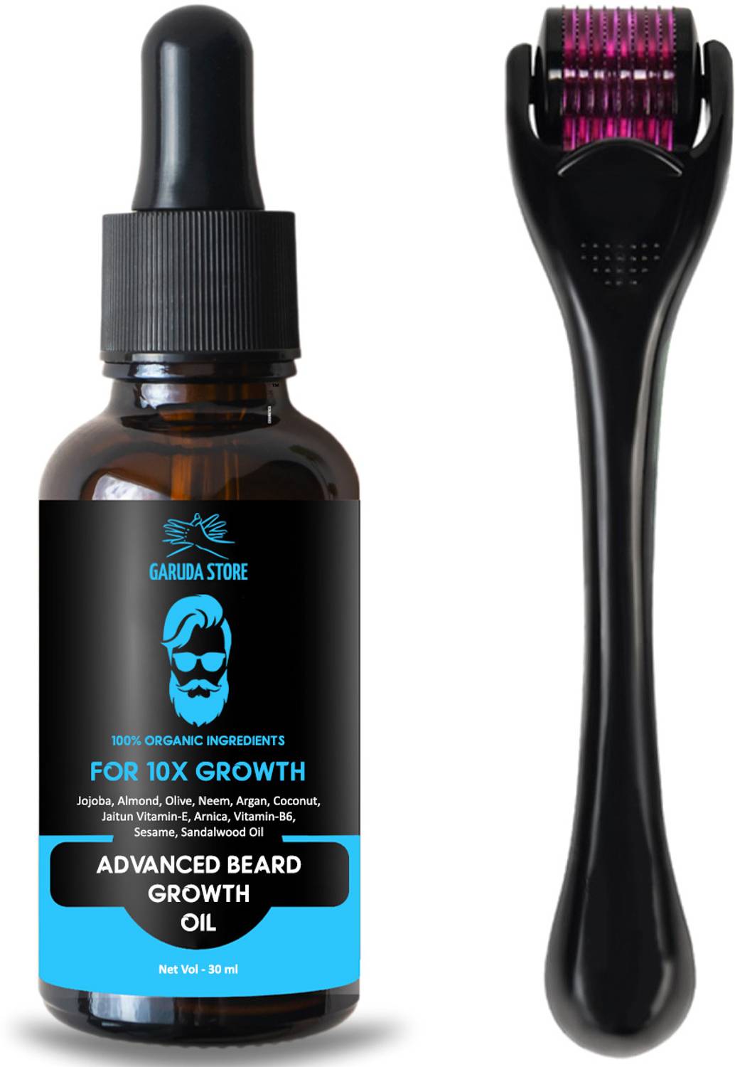 Garuda Beardinator Basics Beard Oil Kit (30ml) & Derma Roller