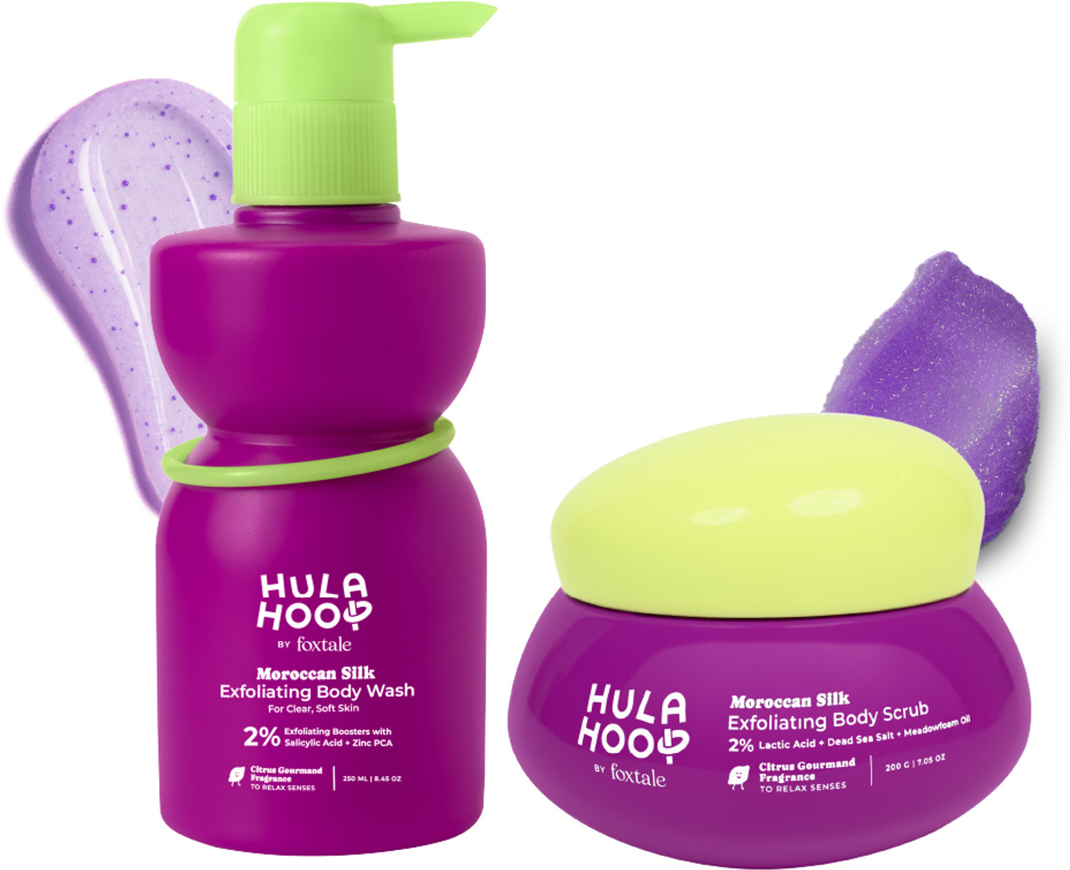Image of Foxtale Hula Hoop Exfoliating Body Wash + Exfoliating Body Scrub, For Smooth Skin