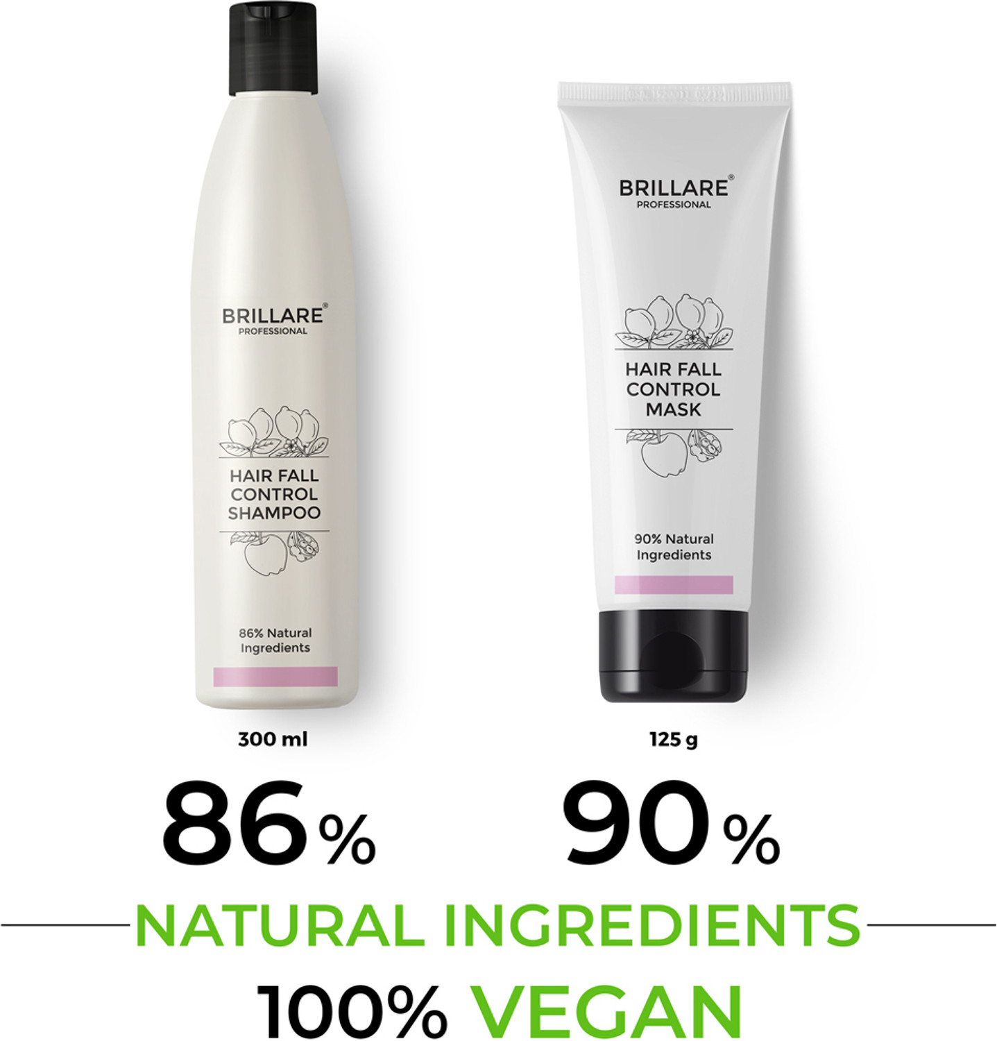 Image of BRILLARE Combo of Hair Fall Control Shampoo & Hair Fall Control Hair Mask, Reduce Seasonal Hair Fall, Soy Protein, Vital Plants, Paraben-Free