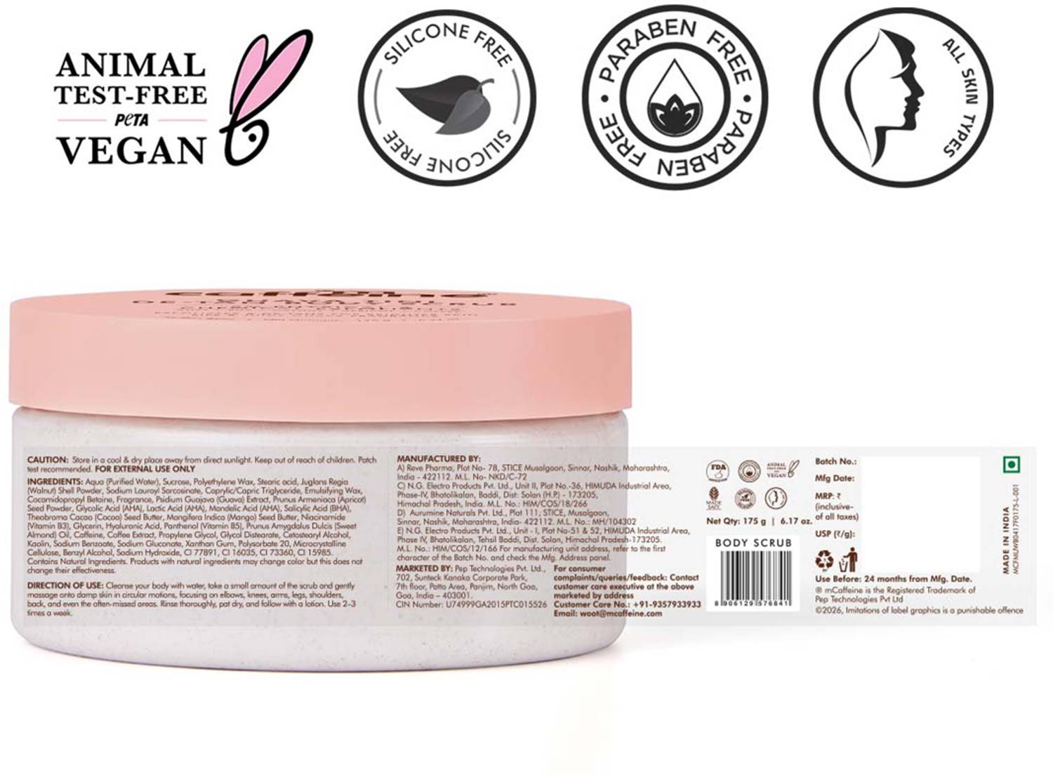 mCaffeine Body Scrub Combo 300ml - Image 3