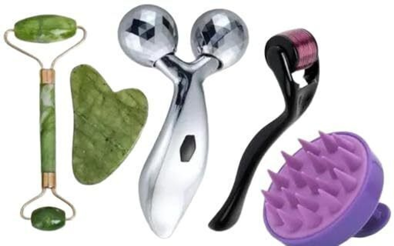 Image of Kwaanie jade Roller, 3D Roller, Derma Roller & Scalp Brush | Skin Tightening & Hair Growth