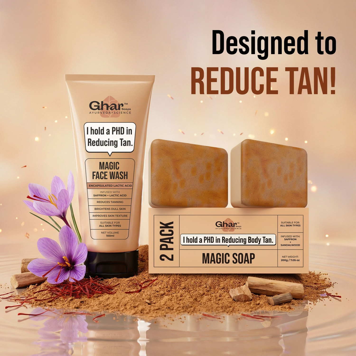 Image of Ghar Soaps De-Tan Magic Combo Set - Soap & Facewash