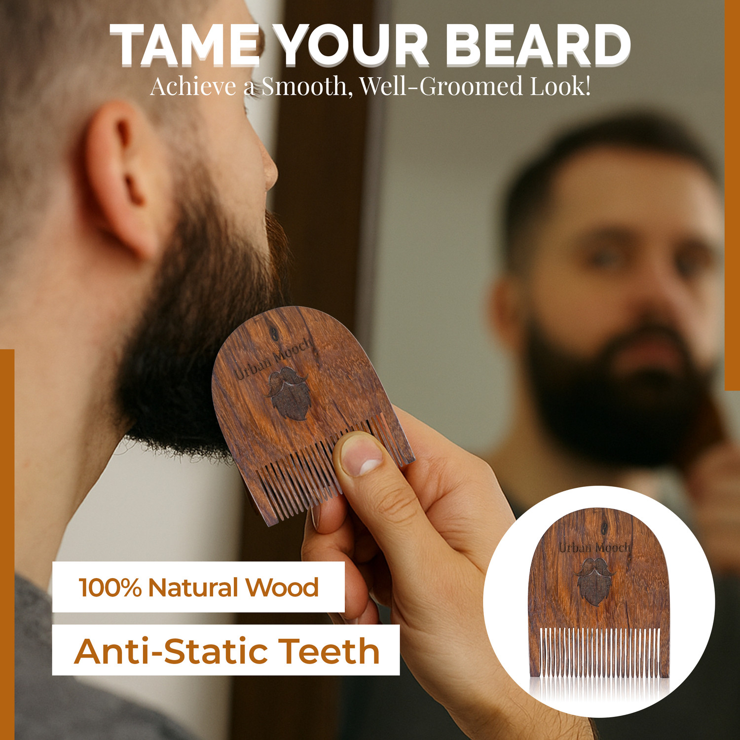 Image of UrbanMooch 5 in 1 Men's Grooming Kit, Charcoal Face & Beard Wash, Beard Growth Oil, Beard Comb, Boar Bristle Beard Brush & Underarm Roll On