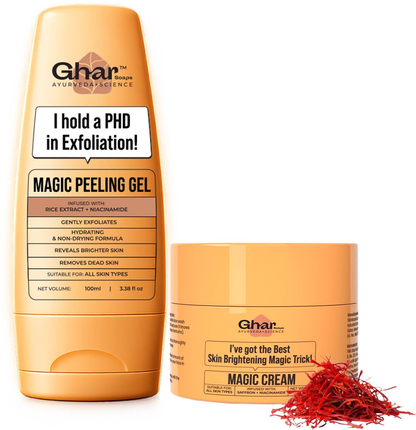 Ghar Magic Brightening Peeling Gel + Cream Combo