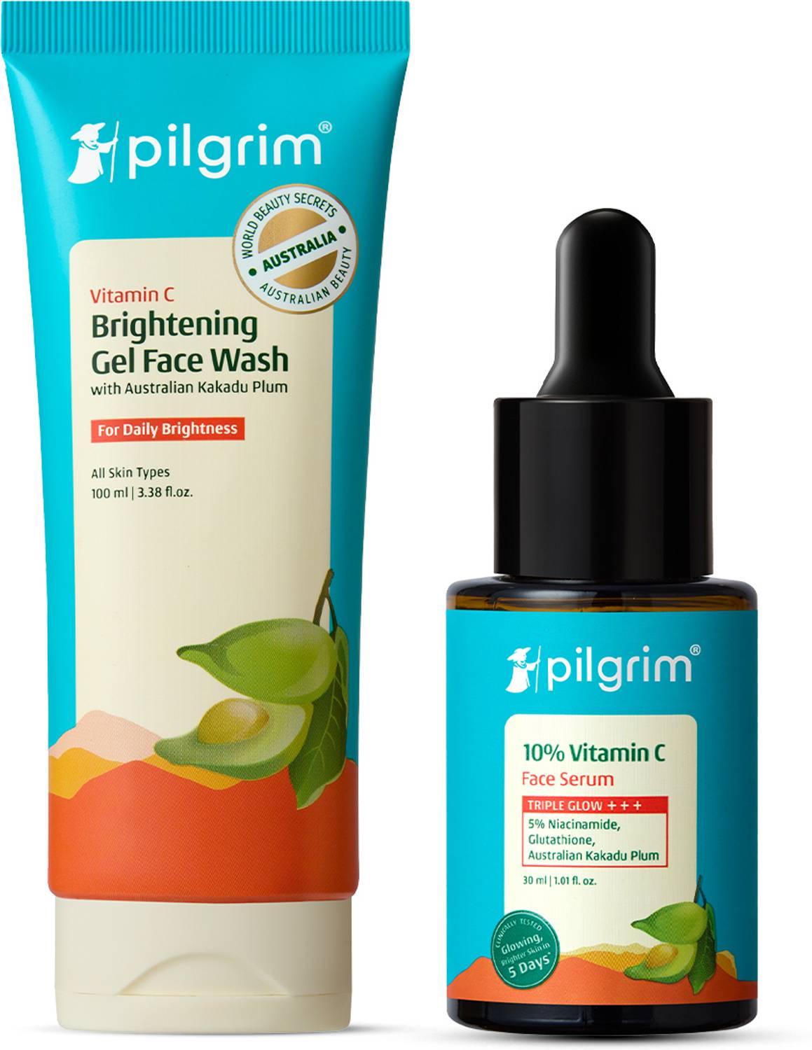 Pilgrim 10% Vitamin C Serum 30ml + Face Wash 100ml - Image 1