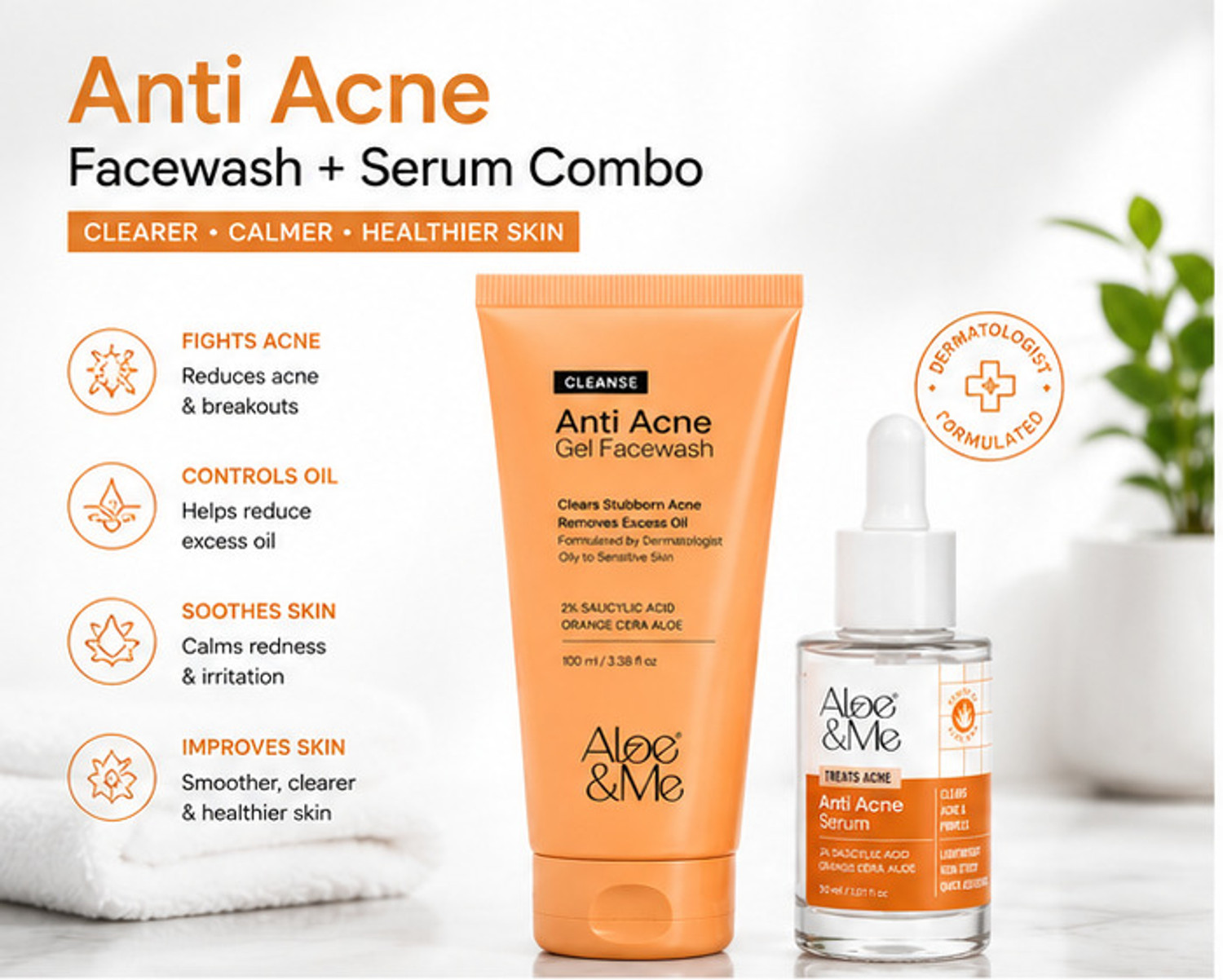 Image of aloe&me Acne Control Power Duo - Face wash & Serum