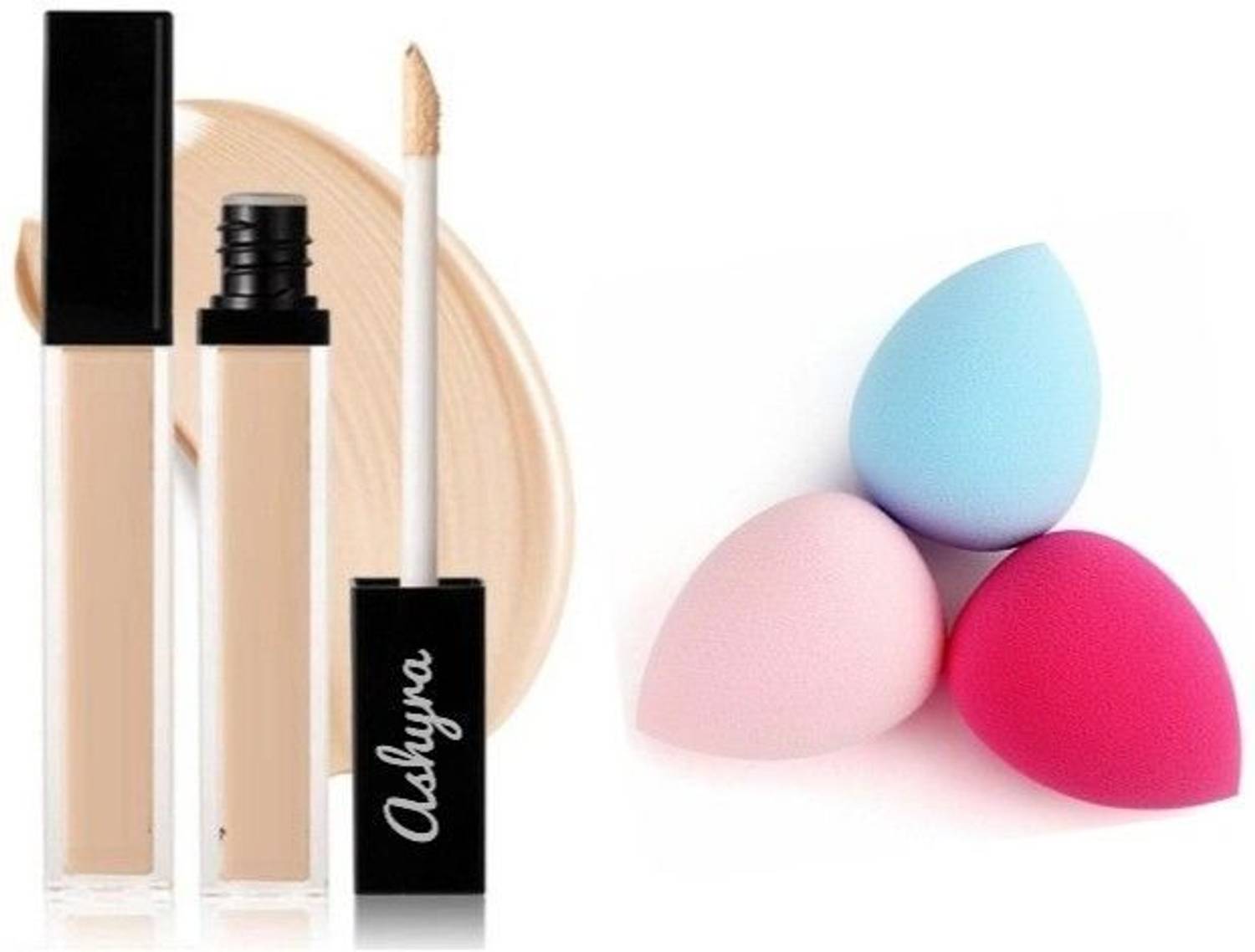 Ashyra Full Coverage Liquid Concealer, Matte & Poreless + Beauty Blender Set Makeup Sponge Blending Face Makeup