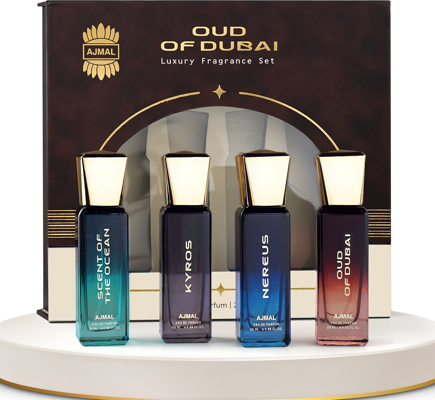 Image of Ajmal Oud of Dubai Long Lasting Travel Perfume Gift Set for Men & Women Eau de Parfum - 80 ml (For Men & Women) (4 Items in the set)