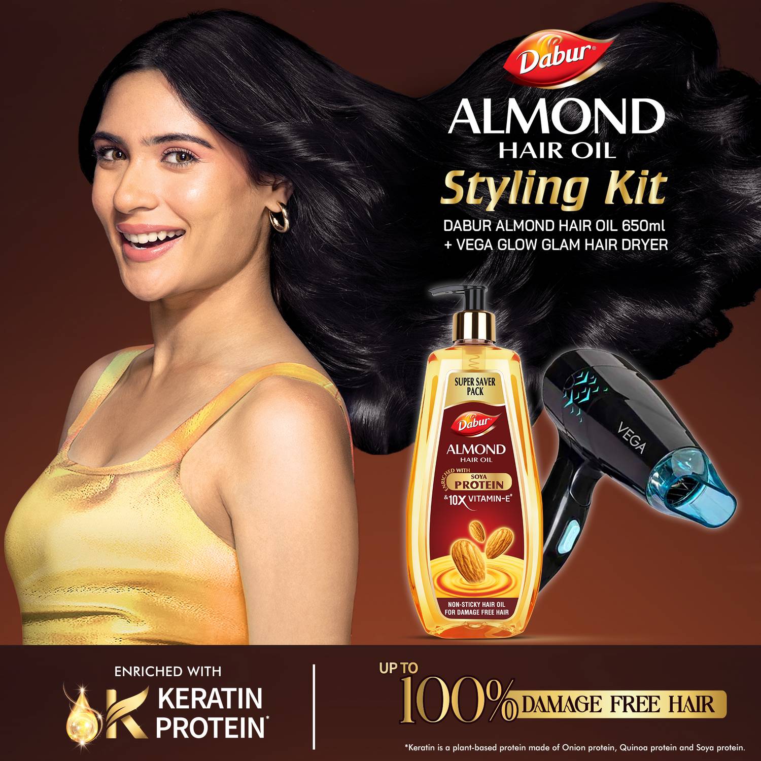 Dabur Hair Styling Kit 650ml + 1000W Hair Dryer - Image 3