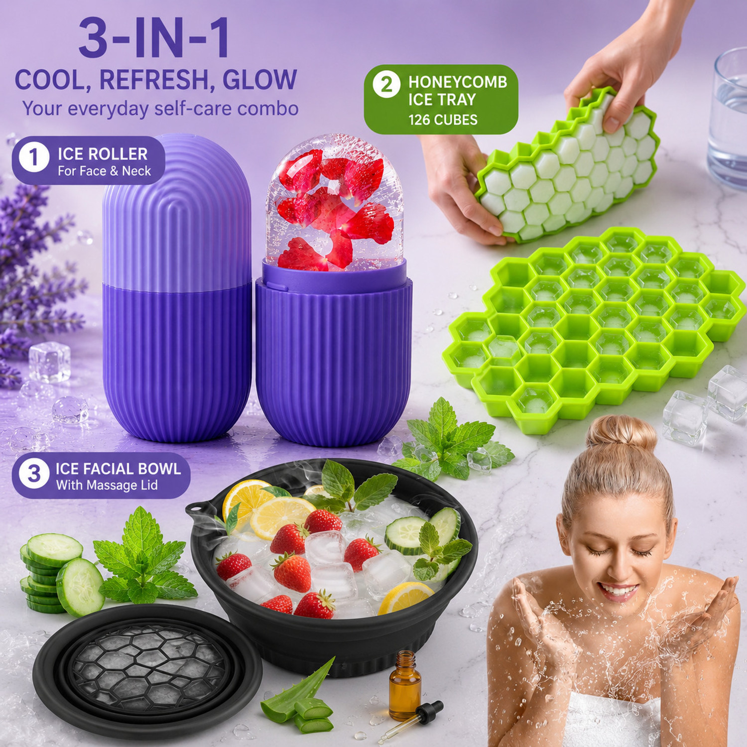 Image of Triffy Ice Ball Maker Combo with Honeycomb Ice Tray & Silicone Ice Mold Set