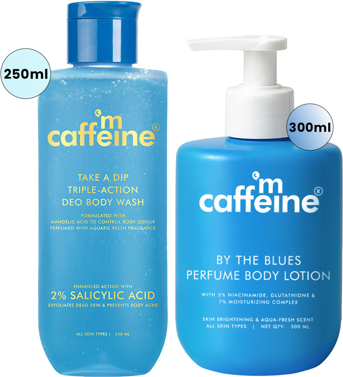 Image of mCaffeine Aquatic Freshness Body Duo | 3-in-1 Perfume Body Wash |Perfume Body Lotion