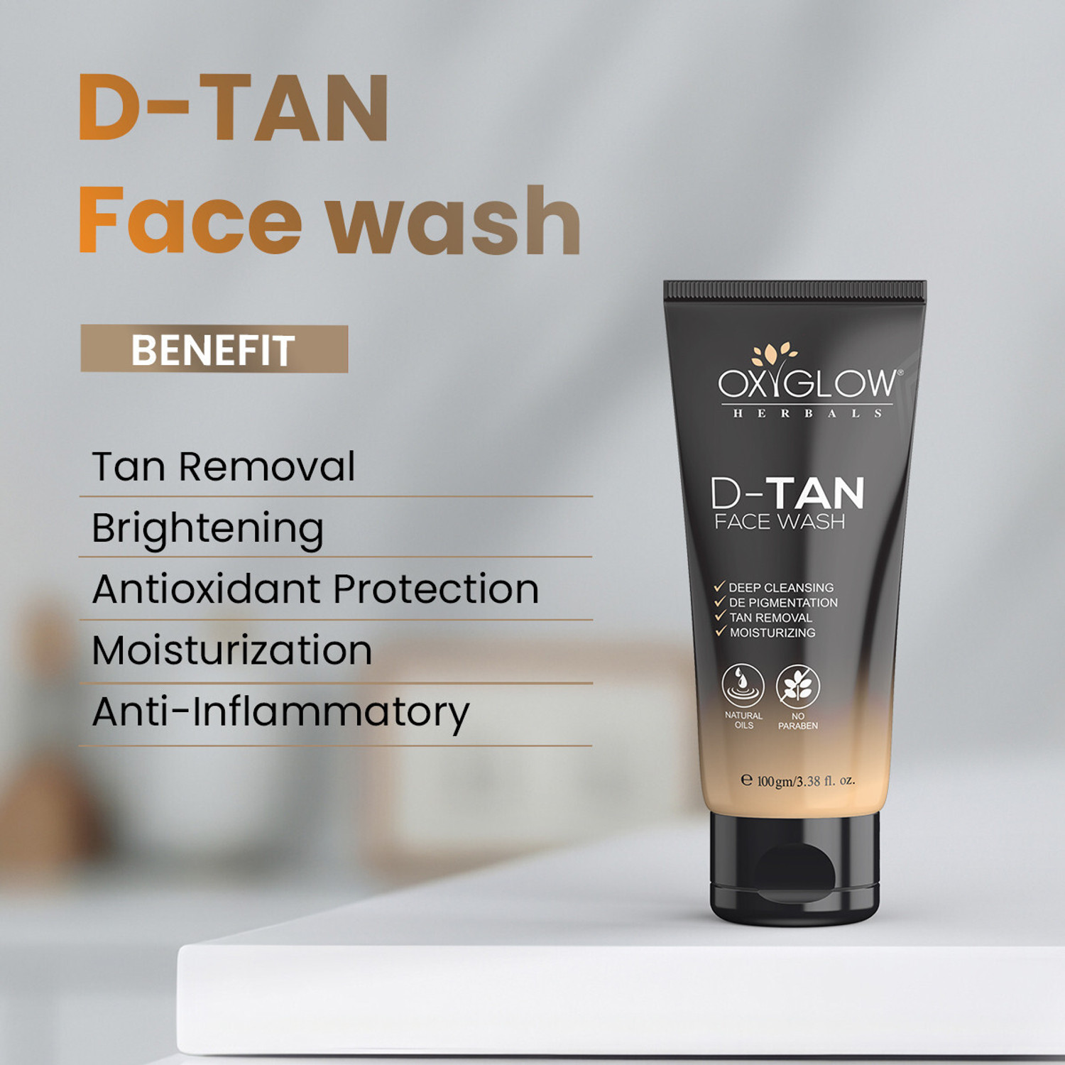 Image of OXYGLOW 7 in One Charcoal Face Wash 100g & D-Tan Face Wash 100g Comb